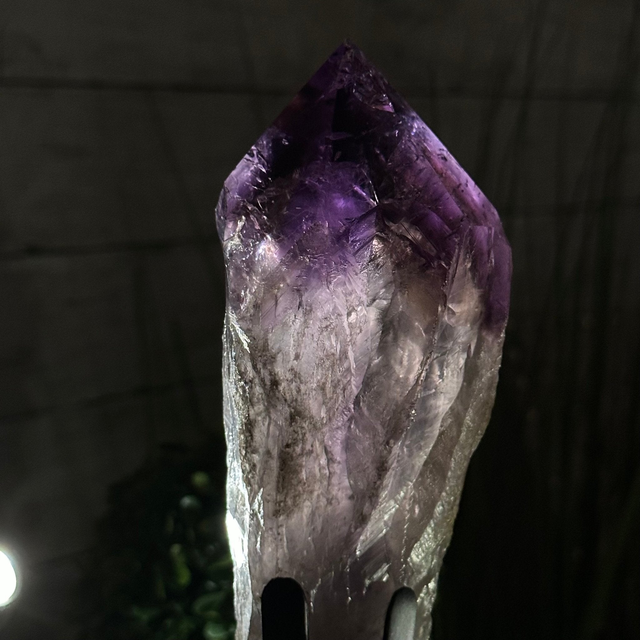 Super Quality Amethyst Wand on a Metal Stand, 1.9 lbs & 10.8" Tall #3123AM-005 - Brazil GemsBrazil GemsSuper Quality Amethyst Wand on a Metal Stand, 1.9 lbs & 10.8" Tall #3123AM-005Clusters on Fixed Bases3123AM-005