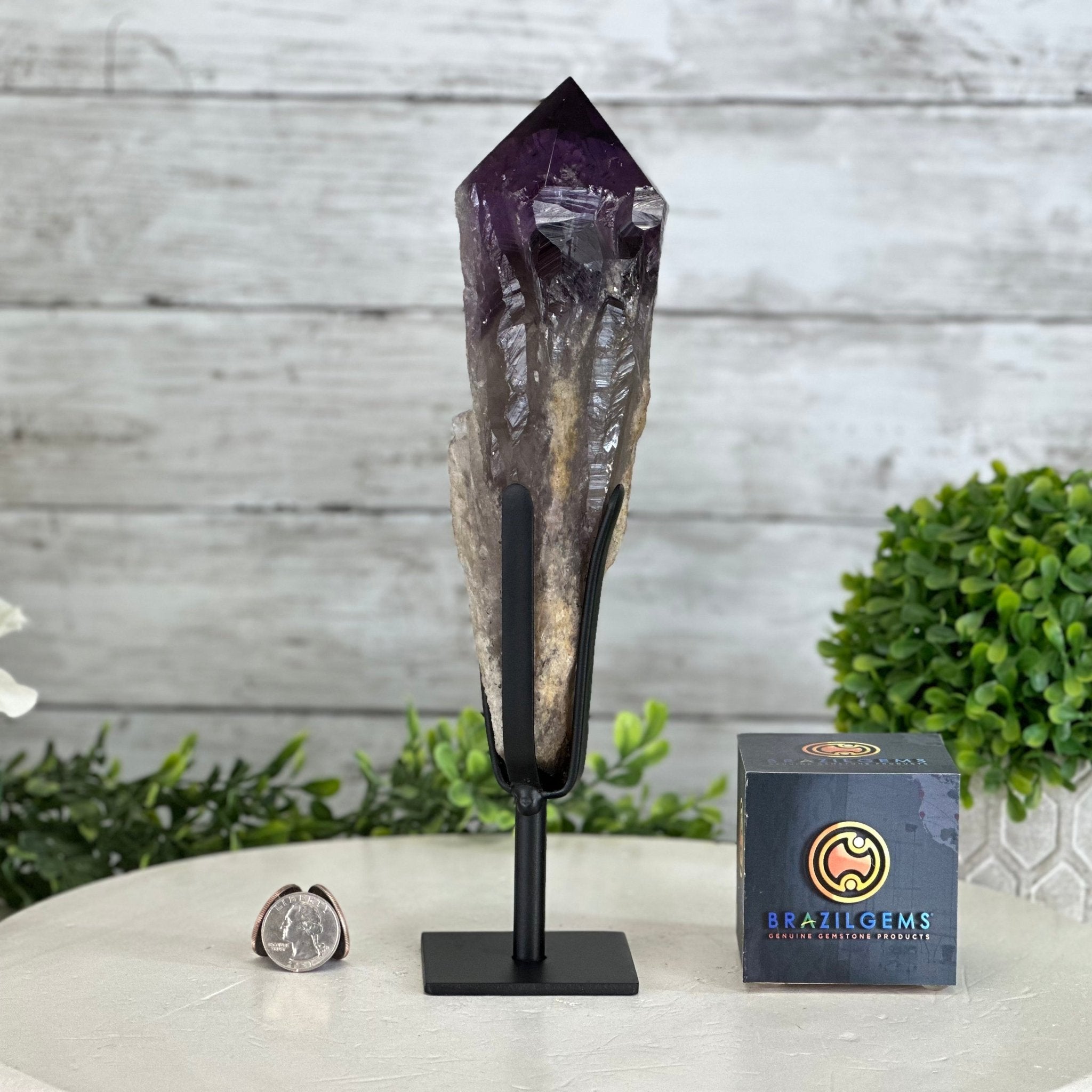Super Quality Amethyst Wand on a Metal Stand, 2 lbs & 10.7" Tall #3123AM-008 - Brazil GemsBrazil GemsSuper Quality Amethyst Wand on a Metal Stand, 2 lbs & 10.7" Tall #3123AM-008Clusters on Fixed Bases3123AM-008