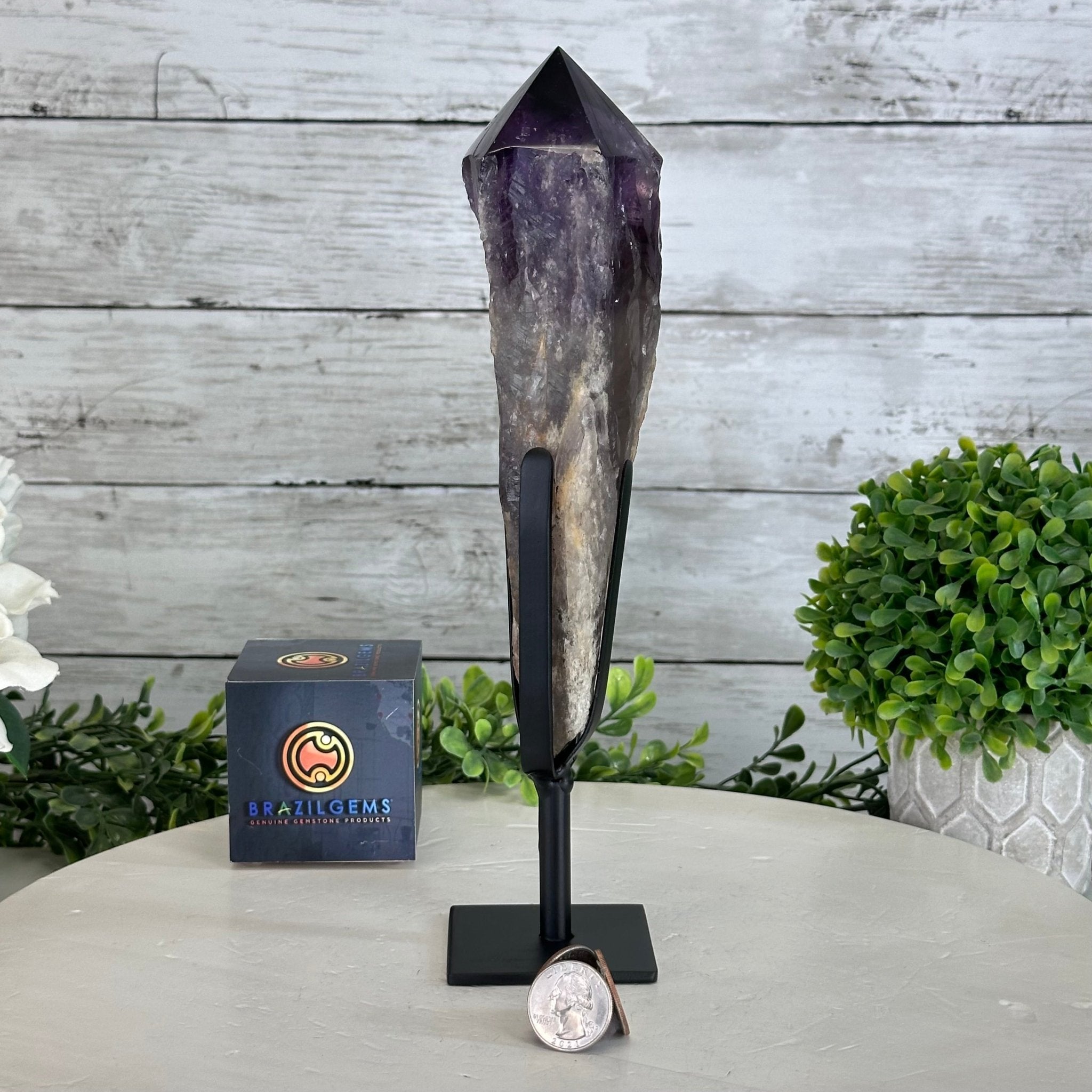 Super Quality Amethyst Wand on a Metal Stand, 2 lbs & 10.7" Tall #3123AM-008 - Brazil GemsBrazil GemsSuper Quality Amethyst Wand on a Metal Stand, 2 lbs & 10.7" Tall #3123AM-008Clusters on Fixed Bases3123AM-008