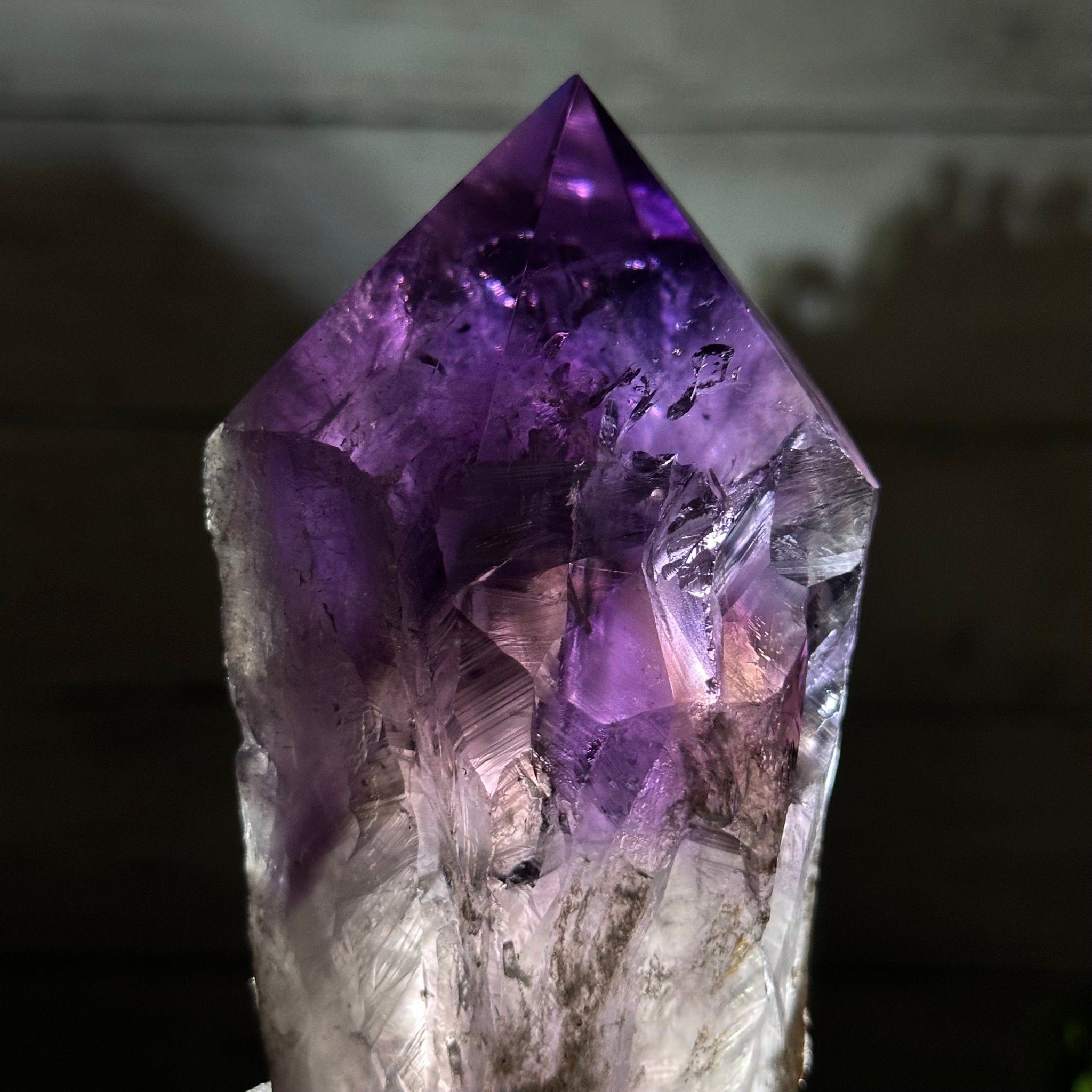 Super Quality Amethyst Wand on a Metal Stand, 2 lbs & 10.7" Tall #3123AM-008 - Brazil GemsBrazil GemsSuper Quality Amethyst Wand on a Metal Stand, 2 lbs & 10.7" Tall #3123AM-008Clusters on Fixed Bases3123AM-008