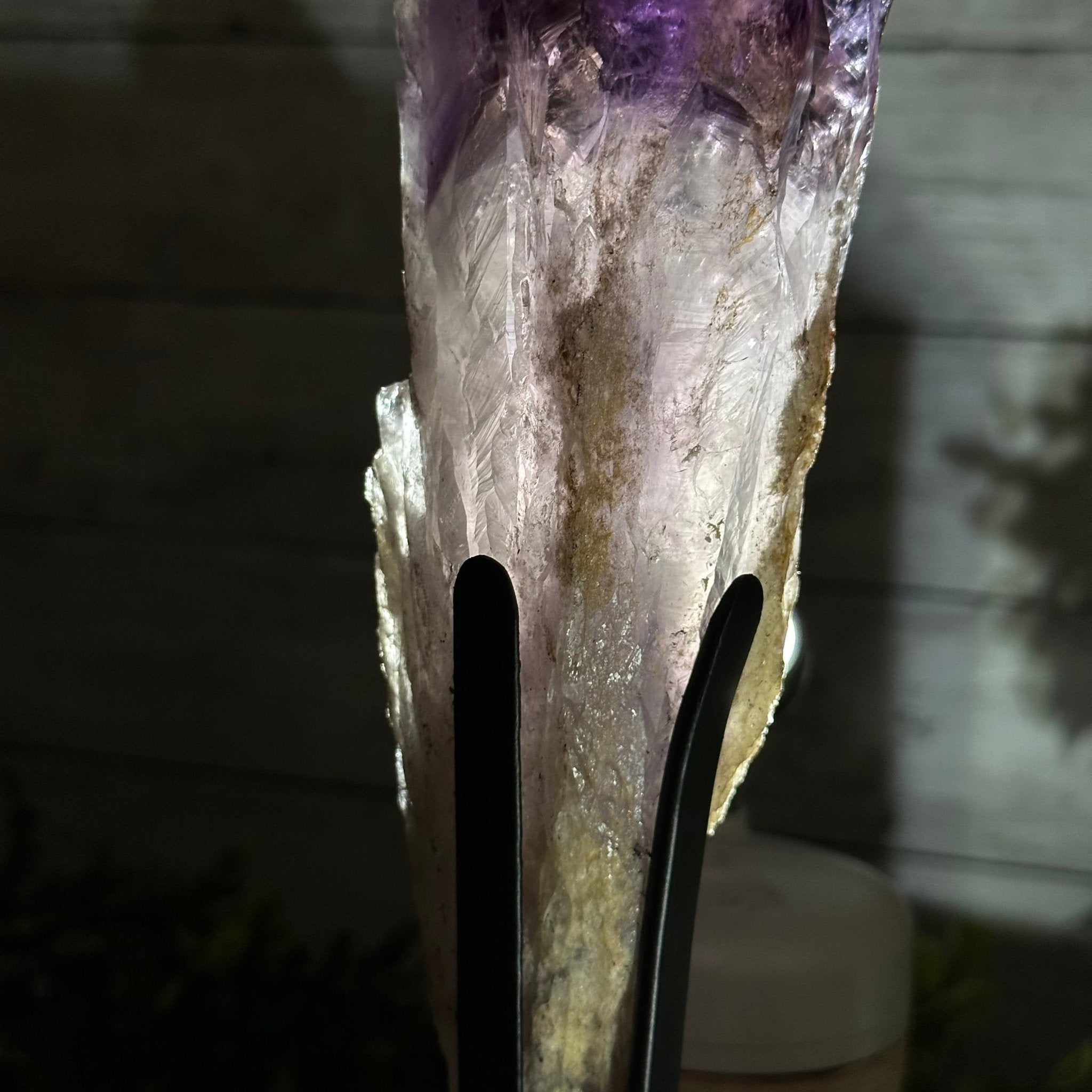 Super Quality Amethyst Wand on a Metal Stand, 2 lbs & 10.7" Tall #3123AM-008 - Brazil GemsBrazil GemsSuper Quality Amethyst Wand on a Metal Stand, 2 lbs & 10.7" Tall #3123AM-008Clusters on Fixed Bases3123AM-008