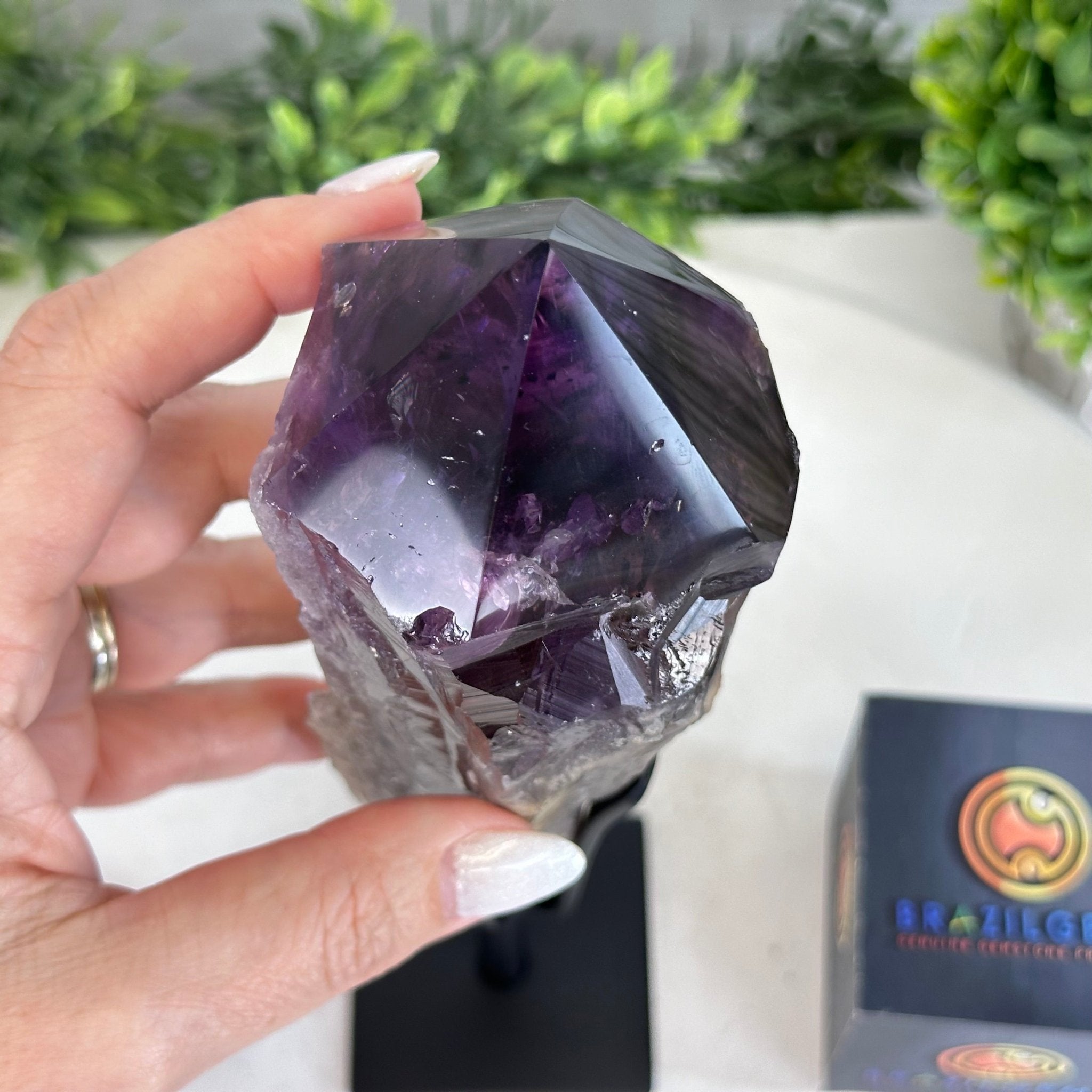 Super Quality Amethyst Wand on a Metal Stand, 2 lbs & 10.7" Tall #3123AM-008 - Brazil GemsBrazil GemsSuper Quality Amethyst Wand on a Metal Stand, 2 lbs & 10.7" Tall #3123AM-008Clusters on Fixed Bases3123AM-008