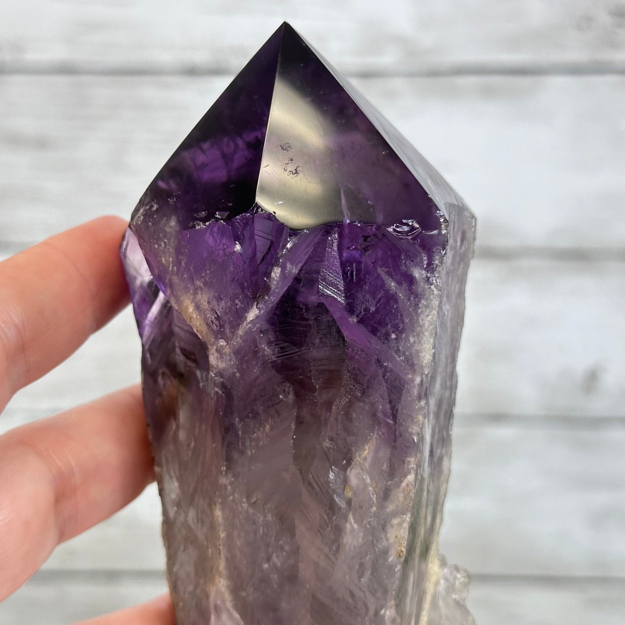 Super Quality Amethyst Wand on a Metal Stand, 2 lbs & 10.7" Tall #3123AM-008 - Brazil GemsBrazil GemsSuper Quality Amethyst Wand on a Metal Stand, 2 lbs & 10.7" Tall #3123AM-008Clusters on Fixed Bases3123AM-008