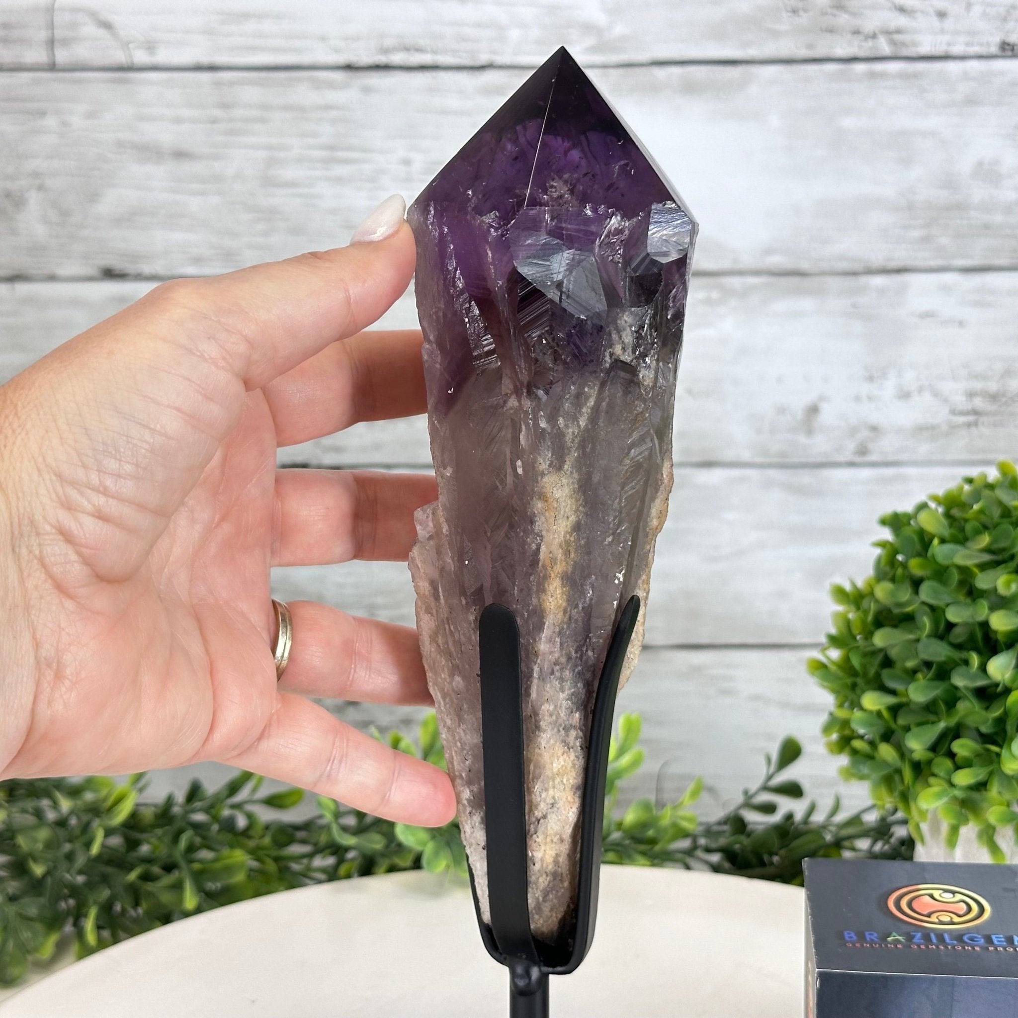 Super Quality Amethyst Wand on a Metal Stand, 2 lbs & 10.7" Tall #3123AM-008 - Brazil GemsBrazil GemsSuper Quality Amethyst Wand on a Metal Stand, 2 lbs & 10.7" Tall #3123AM-008Clusters on Fixed Bases3123AM-008