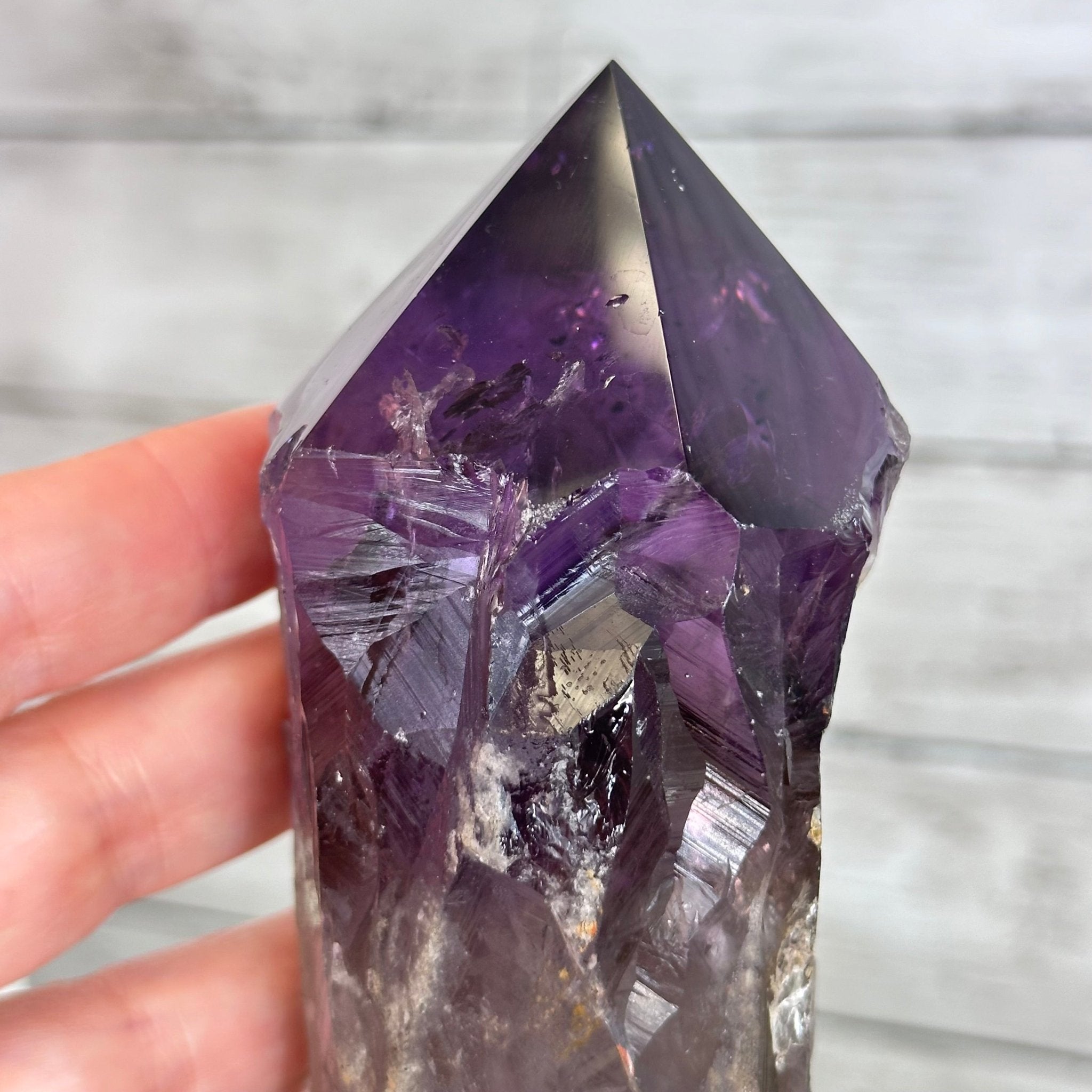 Super Quality Amethyst Wand on a Metal Stand, 2 lbs & 10.7" Tall #3123AM-008 - Brazil GemsBrazil GemsSuper Quality Amethyst Wand on a Metal Stand, 2 lbs & 10.7" Tall #3123AM-008Clusters on Fixed Bases3123AM-008