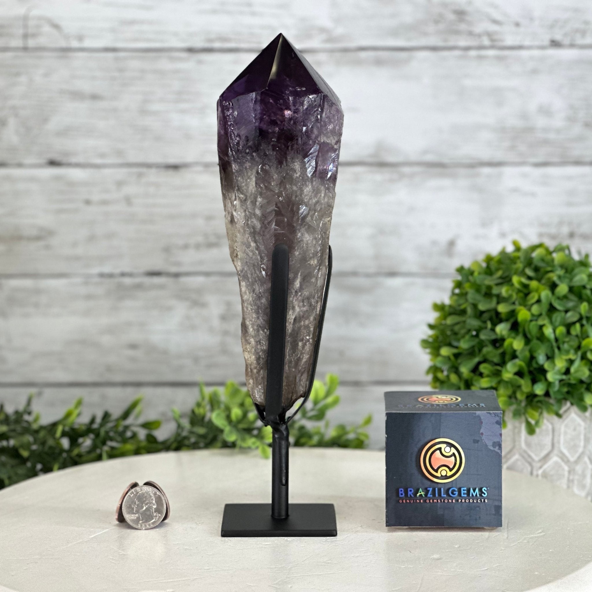 Super Quality Amethyst Wand on a Metal Stand, 2 lbs & 10.7" Tall #3123AM-009 - Brazil GemsBrazil GemsSuper Quality Amethyst Wand on a Metal Stand, 2 lbs & 10.7" Tall #3123AM-009Clusters on Fixed Bases3123AM-009