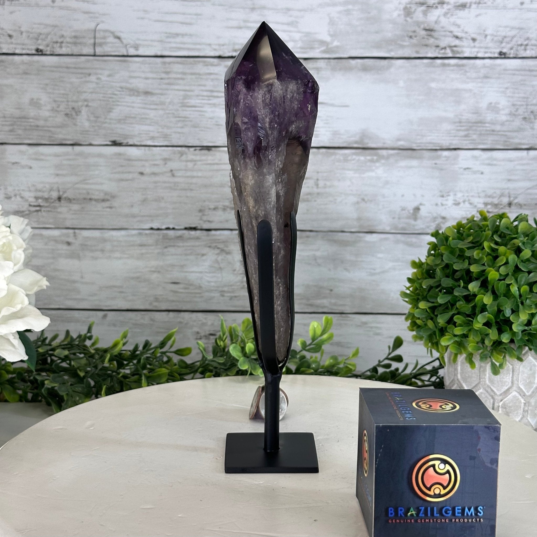 Super Quality Amethyst Wand on a Metal Stand, 2 lbs & 10.7" Tall #3123AM-009 - Brazil GemsBrazil GemsSuper Quality Amethyst Wand on a Metal Stand, 2 lbs & 10.7" Tall #3123AM-009Clusters on Fixed Bases3123AM-009