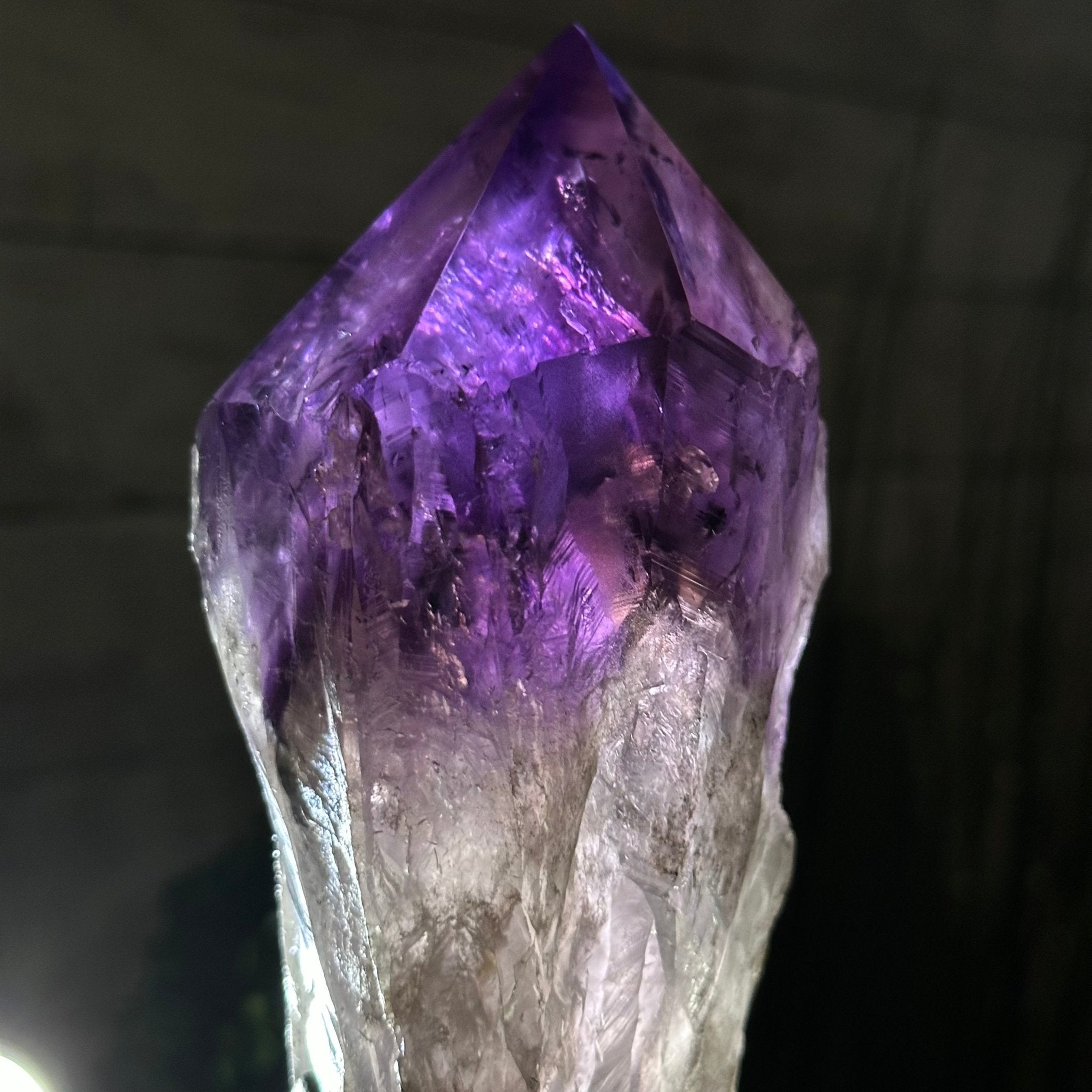 Super Quality Amethyst Wand on a Metal Stand, 2 lbs & 10.7" Tall #3123AM-009 - Brazil GemsBrazil GemsSuper Quality Amethyst Wand on a Metal Stand, 2 lbs & 10.7" Tall #3123AM-009Clusters on Fixed Bases3123AM-009