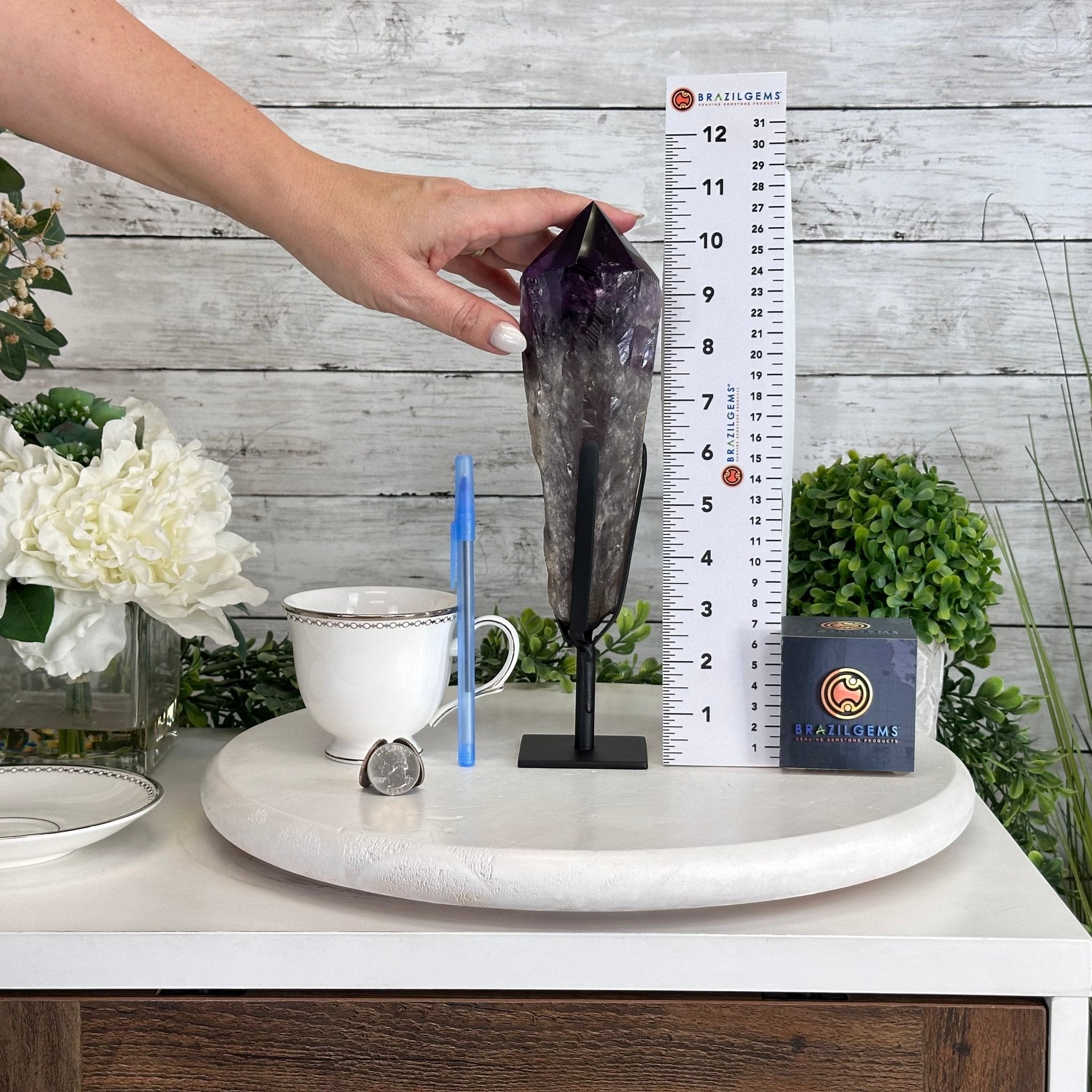 Super Quality Amethyst Wand on a Metal Stand, 2 lbs & 10.7" Tall #3123AM-009 - Brazil GemsBrazil GemsSuper Quality Amethyst Wand on a Metal Stand, 2 lbs & 10.7" Tall #3123AM-009Clusters on Fixed Bases3123AM-009