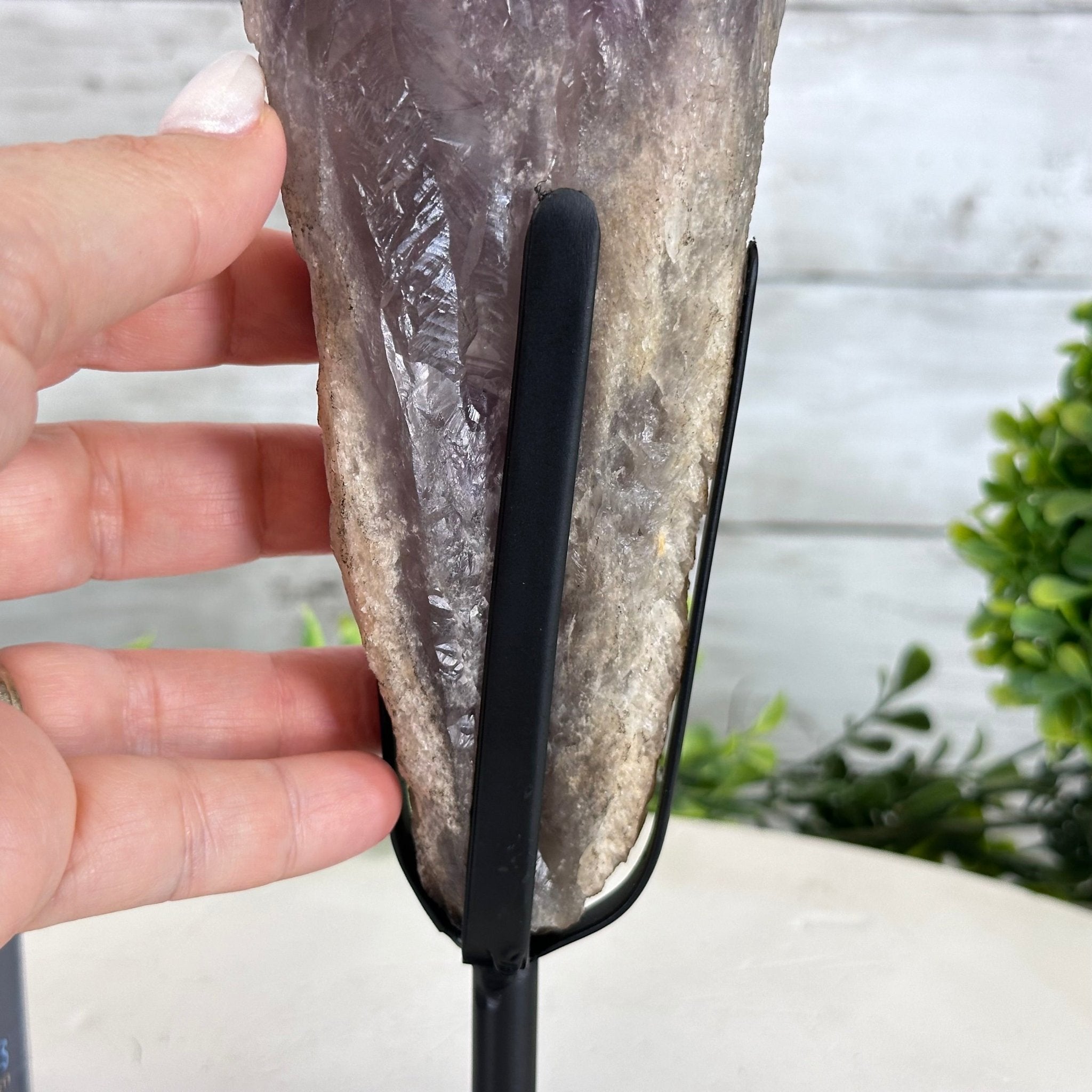 Super Quality Amethyst Wand on a Metal Stand, 2.1 lbs & 10.6" Tall #3123AM-010 - Brazil GemsBrazil GemsSuper Quality Amethyst Wand on a Metal Stand, 2.1 lbs & 10.6" Tall #3123AM-010Clusters on Fixed Bases3123AM-010