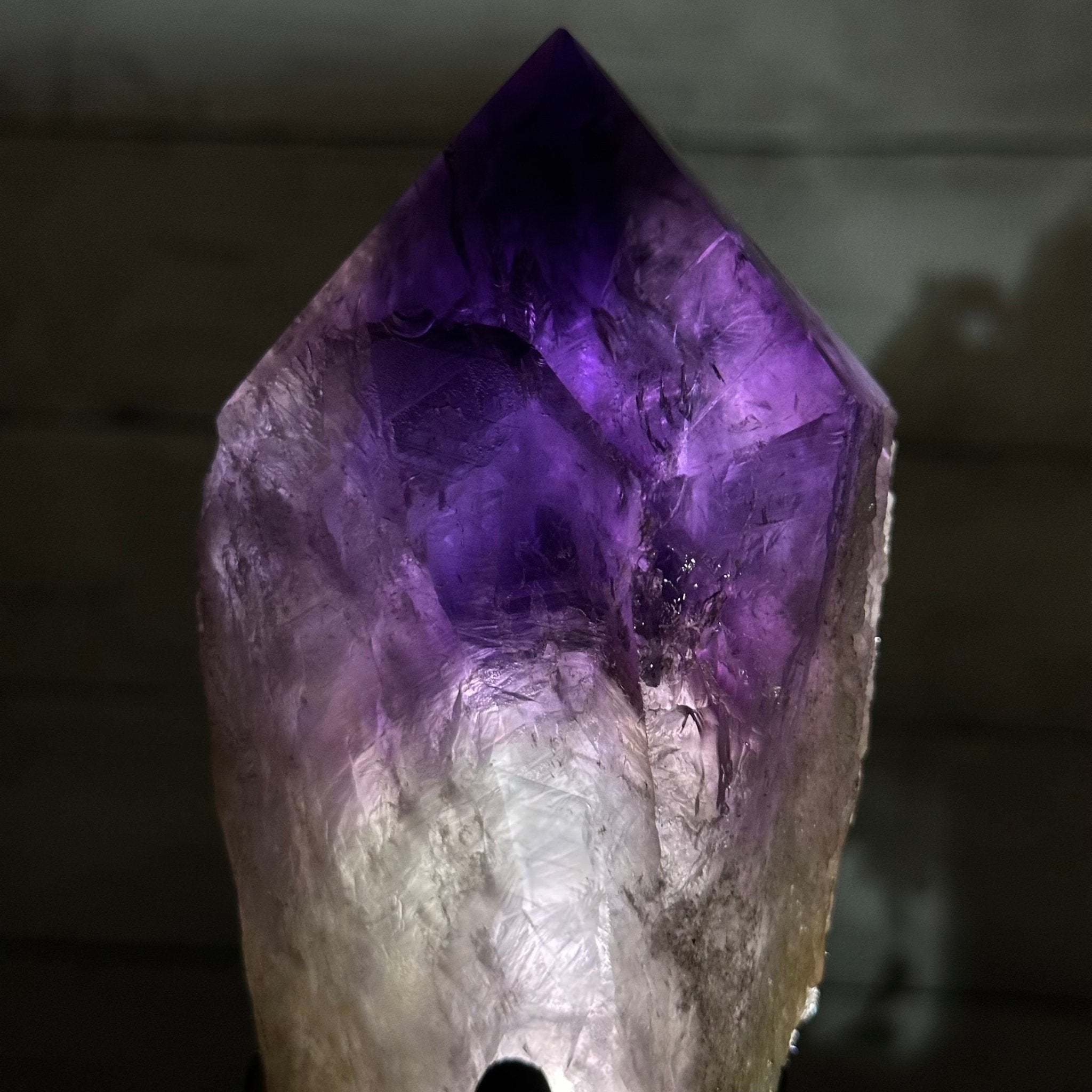 Super Quality Amethyst Wand on a Metal Stand, 2.1 lbs & 10.6" Tall #3123AM-010 - Brazil GemsBrazil GemsSuper Quality Amethyst Wand on a Metal Stand, 2.1 lbs & 10.6" Tall #3123AM-010Clusters on Fixed Bases3123AM-010