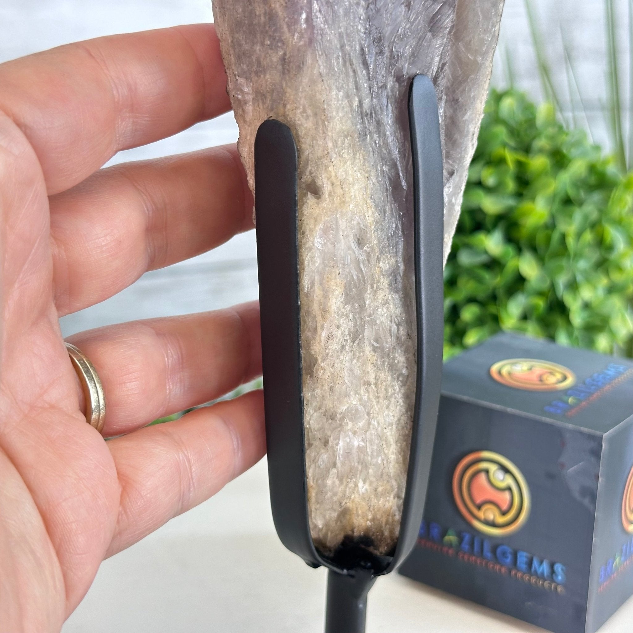 Super Quality Amethyst Wand on a Metal Stand, 2.1 lbs & 10.6" Tall #3123AM-010 - Brazil GemsBrazil GemsSuper Quality Amethyst Wand on a Metal Stand, 2.1 lbs & 10.6" Tall #3123AM-010Clusters on Fixed Bases3123AM-010