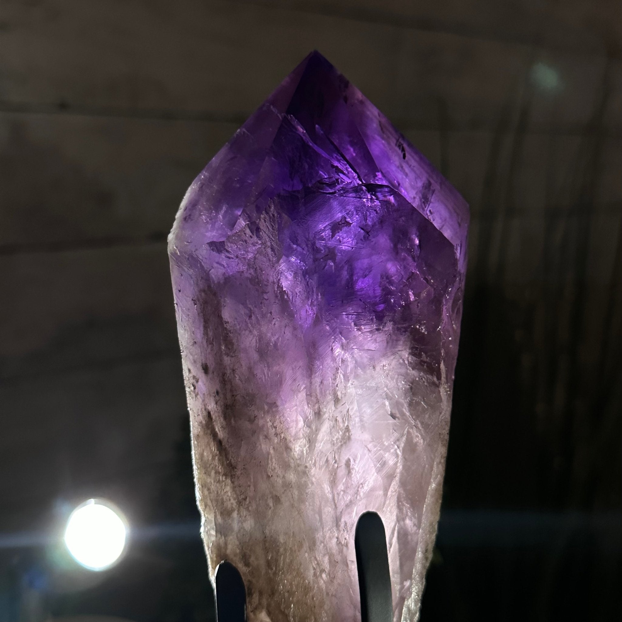 Super Quality Amethyst Wand on a Metal Stand, 2.1 lbs & 10.6" Tall #3123AM-010 - Brazil GemsBrazil GemsSuper Quality Amethyst Wand on a Metal Stand, 2.1 lbs & 10.6" Tall #3123AM-010Clusters on Fixed Bases3123AM-010
