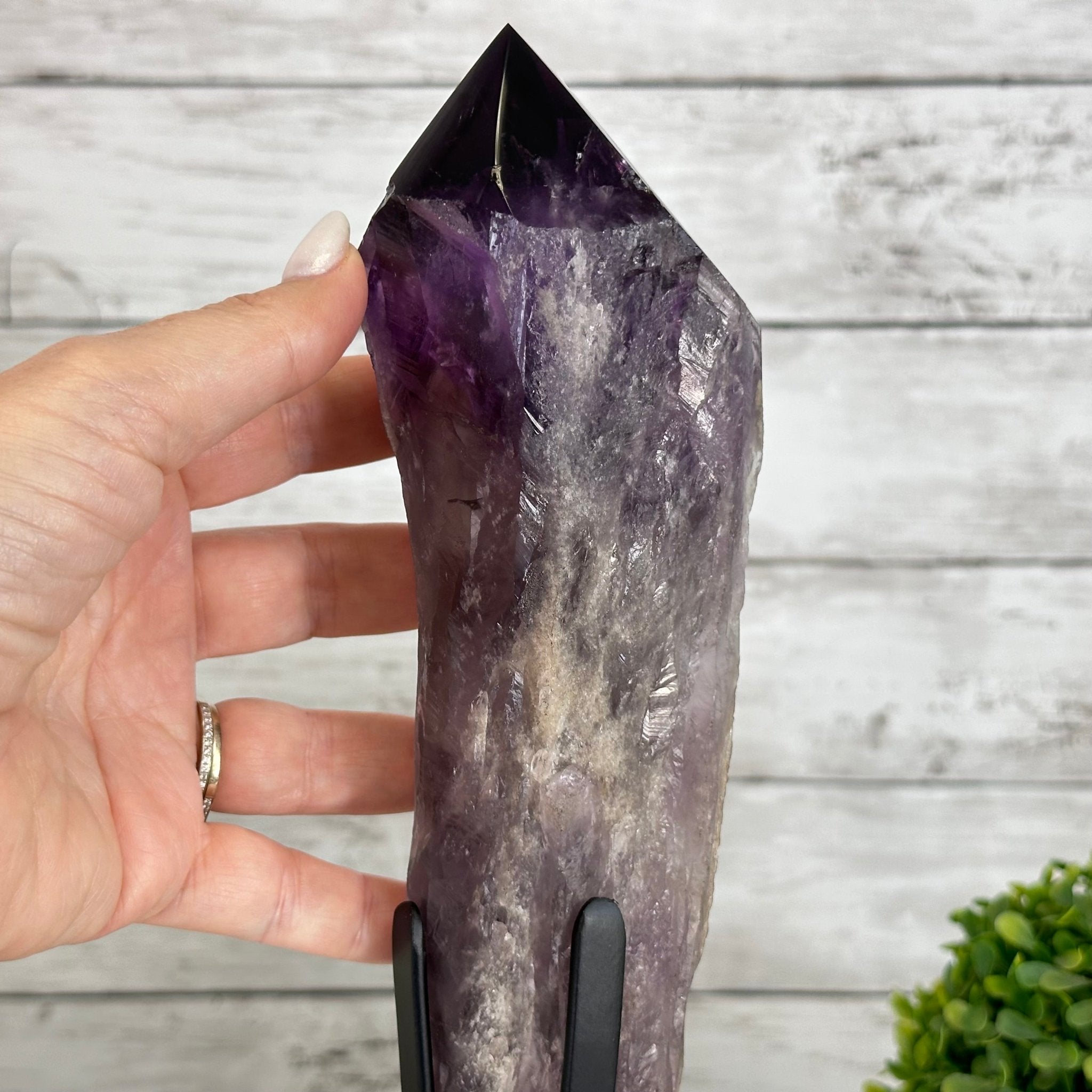 Super Quality Amethyst Wand on a Metal Stand, 2.6 lbs & 13.4" Tall #3123AM-012 - Brazil GemsBrazil GemsSuper Quality Amethyst Wand on a Metal Stand, 2.6 lbs & 13.4" Tall #3123AM-012Clusters on Fixed Bases3123AM-012