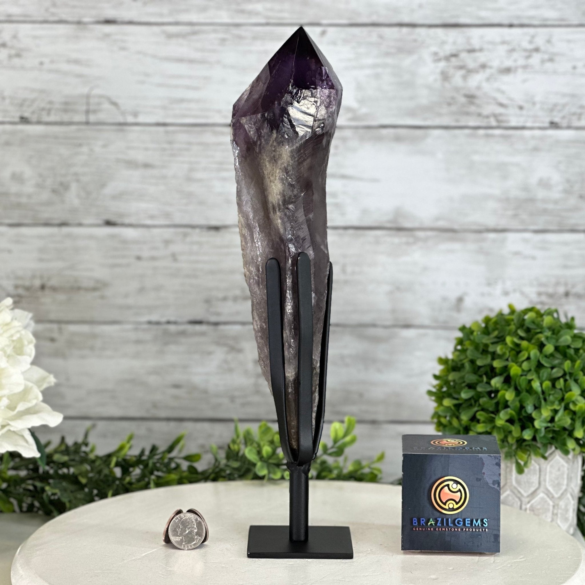 Super Quality Amethyst Wand on a Metal Stand, 2.6 lbs & 13.4" Tall #3123AM-012 - Brazil GemsBrazil GemsSuper Quality Amethyst Wand on a Metal Stand, 2.6 lbs & 13.4" Tall #3123AM-012Clusters on Fixed Bases3123AM-012