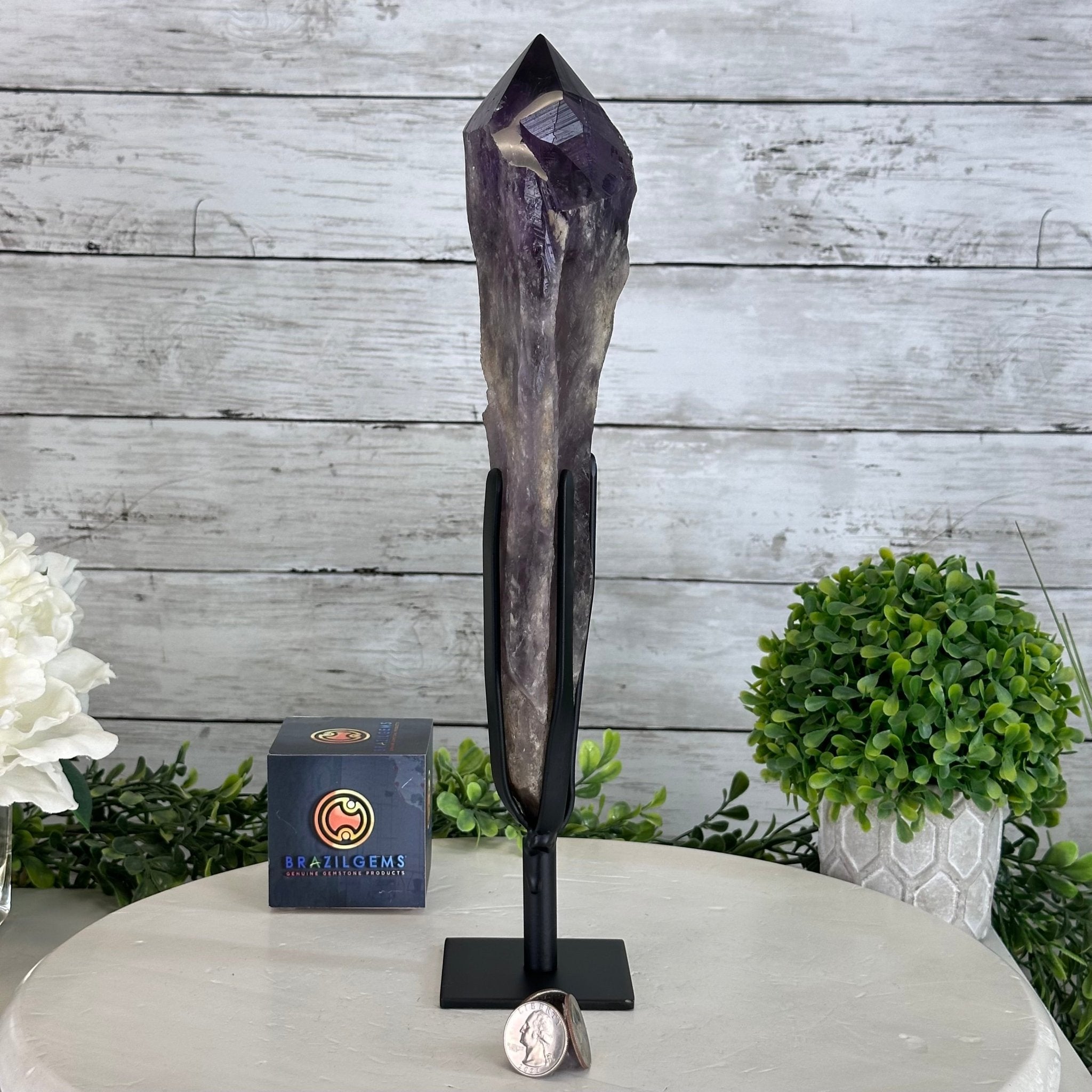 Super Quality Amethyst Wand on a Metal Stand, 2.6 lbs & 13.4" Tall #3123AM-012 - Brazil GemsBrazil GemsSuper Quality Amethyst Wand on a Metal Stand, 2.6 lbs & 13.4" Tall #3123AM-012Clusters on Fixed Bases3123AM-012