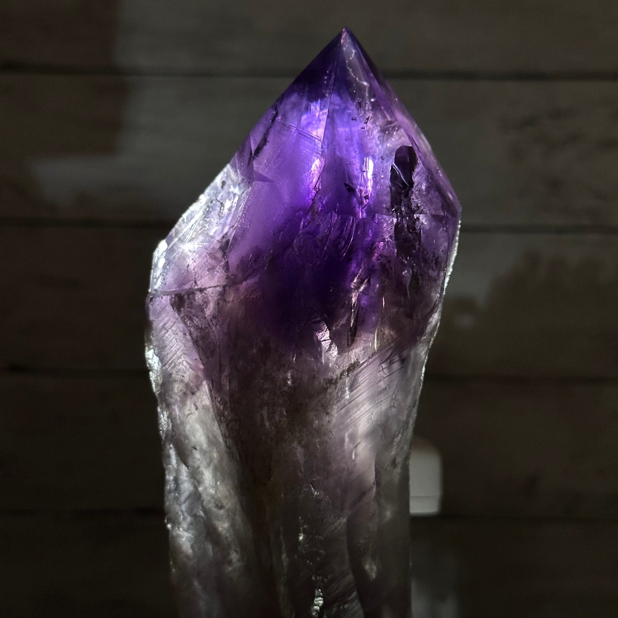 Super Quality Amethyst Wand on a Metal Stand, 2.6 lbs & 13.4" Tall #3123AM-012 - Brazil GemsBrazil GemsSuper Quality Amethyst Wand on a Metal Stand, 2.6 lbs & 13.4" Tall #3123AM-012Clusters on Fixed Bases3123AM-012