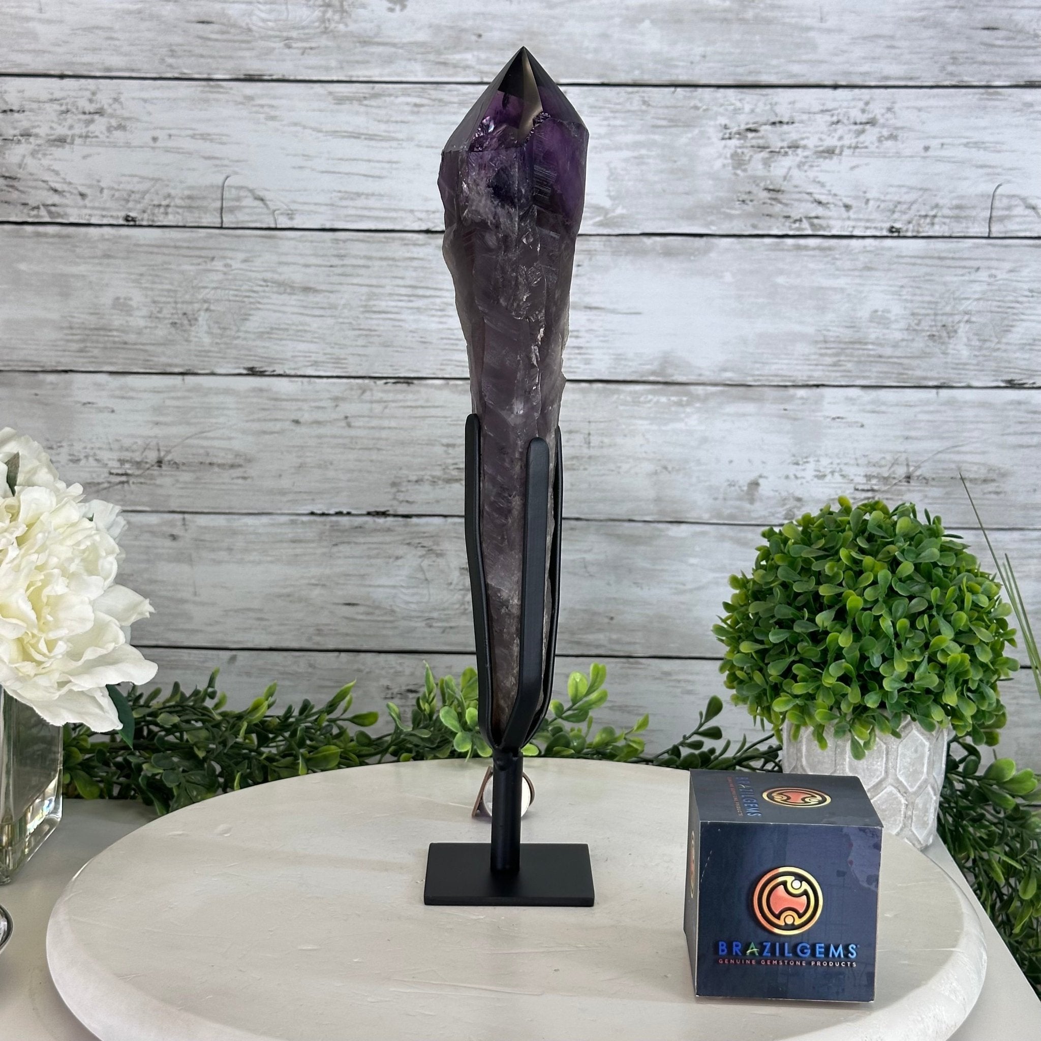 Super Quality Amethyst Wand on a Metal Stand, 2.6 lbs & 13.4" Tall #3123AM-012 - Brazil GemsBrazil GemsSuper Quality Amethyst Wand on a Metal Stand, 2.6 lbs & 13.4" Tall #3123AM-012Clusters on Fixed Bases3123AM-012