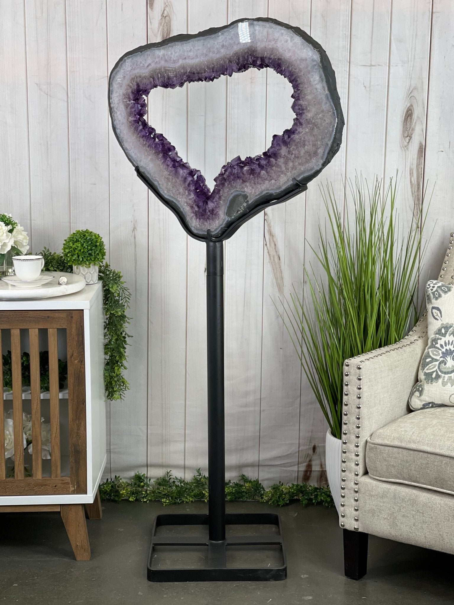 Super Quality Brazilian Amethyst Crystal Portal on a Tall Rotating Stand, 66.8 lbs & 61.9" tall Model #5604-0106 by Brazil Gems - Brazil GemsBrazil GemsSuper Quality Brazilian Amethyst Crystal Portal on a Tall Rotating Stand, 66.8 lbs & 61.9" tall Model #5604-0106 by Brazil GemsPortals on Rotating Bases5604-0106