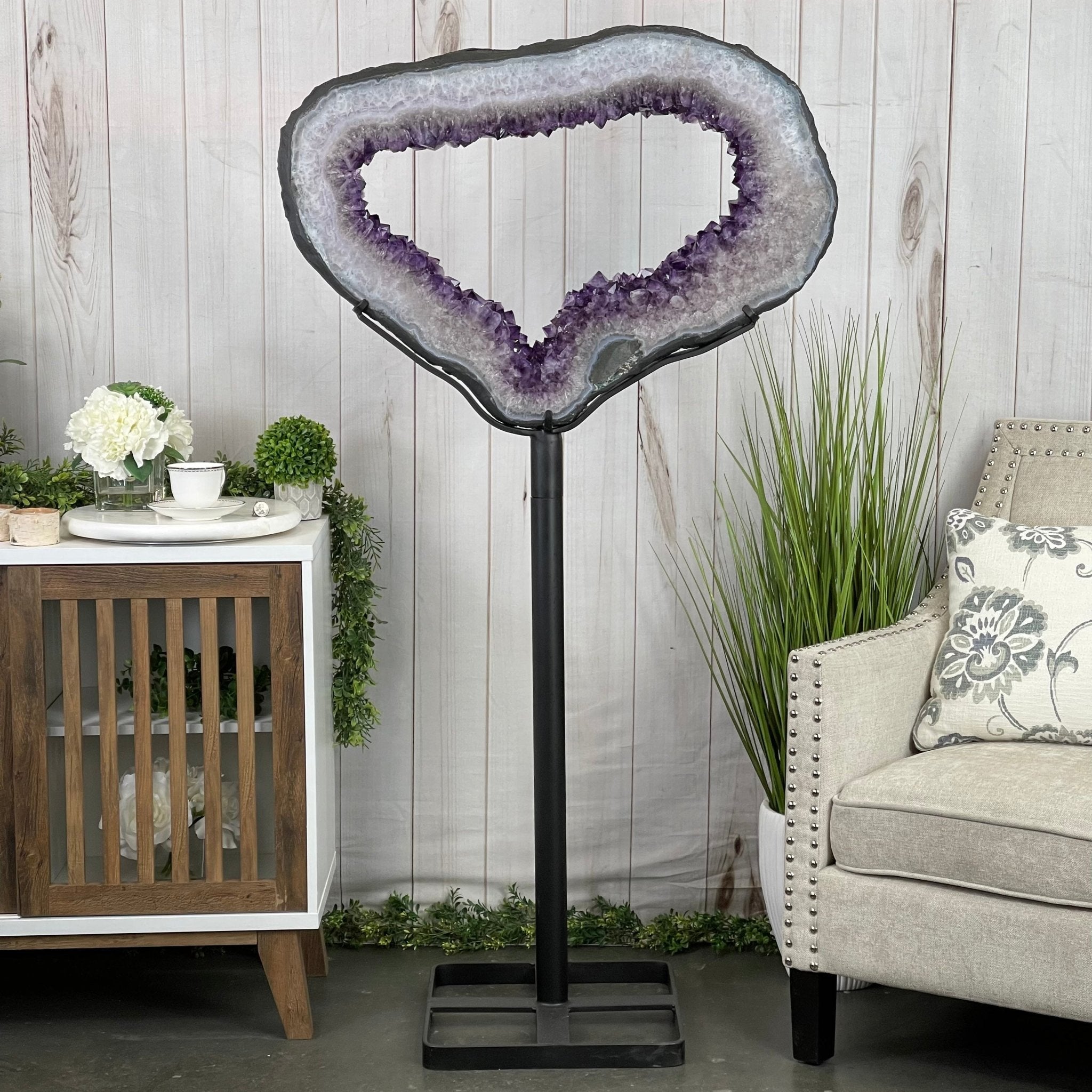 Super Quality Brazilian Amethyst Crystal Portal on a Tall Rotating Stand, 66.8 lbs & 61.9" tall Model #5604-0106 by Brazil Gems - Brazil GemsBrazil GemsSuper Quality Brazilian Amethyst Crystal Portal on a Tall Rotating Stand, 66.8 lbs & 61.9" tall Model #5604-0106 by Brazil GemsPortals on Rotating Bases5604-0106