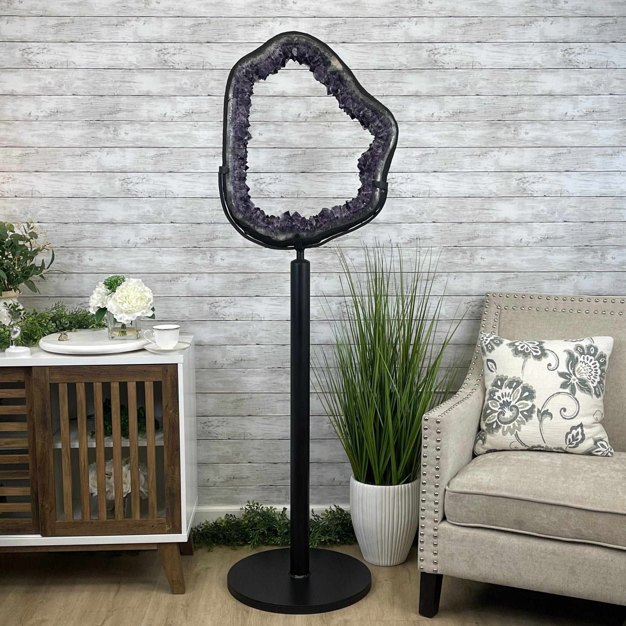 Super Quality Brazilian Amethyst Crystal Portal on a Tall Rotating Stand, 83.8 lbs & 70.7" tall Model #5604-0095 by Brazil Gems - Brazil GemsBrazil GemsSuper Quality Brazilian Amethyst Crystal Portal on a Tall Rotating Stand, 83.8 lbs & 70.7" tall Model #5604-0095 by Brazil GemsPortals on Rotating Bases5604-0095