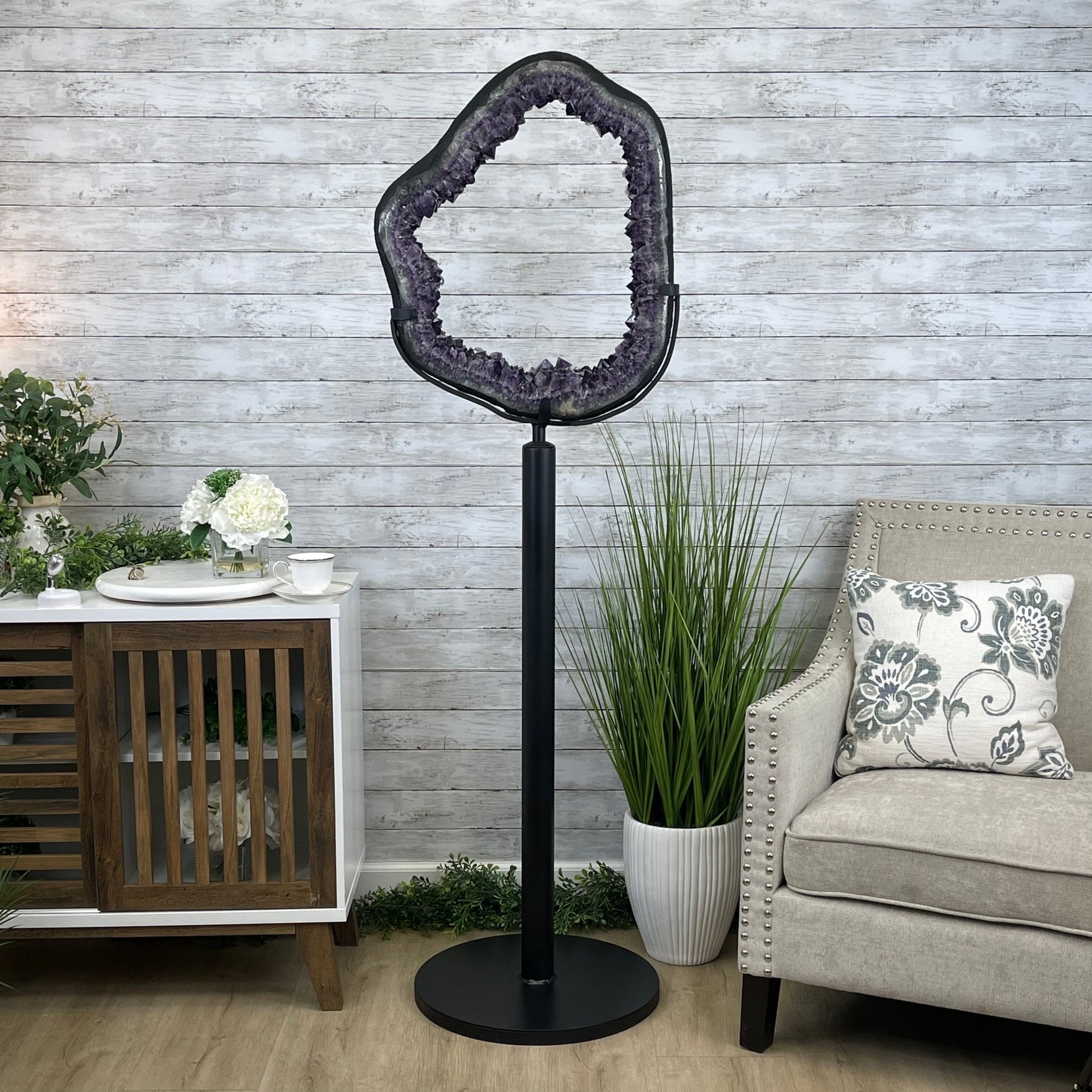 Super Quality Brazilian Amethyst Crystal Portal on a Tall Rotating Stand, 83.8 lbs & 70.7" tall Model #5604-0095 by Brazil Gems - Brazil GemsBrazil GemsSuper Quality Brazilian Amethyst Crystal Portal on a Tall Rotating Stand, 83.8 lbs & 70.7" tall Model #5604-0095 by Brazil GemsPortals on Rotating Bases5604-0095