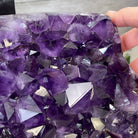 Super Quality Brazilian Amethyst Geode Side Table, 38.6 lbs, 23.75" tall on a metal base #1384-0028 by Brazil Gems - Brazil GemsBrazil GemsSuper Quality Brazilian Amethyst Geode Side Table, 38.6 lbs, 23.75" tall on a metal base #1384-0028 by Brazil GemsTables: Side1384-0028