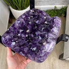 Super Quality Brazilian Amethyst Geode Side Table, 38.6 lbs, 23.75" tall on a metal base #1384-0028 by Brazil Gems - Brazil GemsBrazil GemsSuper Quality Brazilian Amethyst Geode Side Table, 38.6 lbs, 23.75" tall on a metal base #1384-0028 by Brazil GemsTables: Side1384-0028