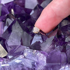 Super Quality Brazilian Amethyst Geode Side Table, 38.6 lbs, 23.75" tall on a metal base #1384-0028 by Brazil Gems - Brazil GemsBrazil GemsSuper Quality Brazilian Amethyst Geode Side Table, 38.6 lbs, 23.75" tall on a metal base #1384-0028 by Brazil GemsTables: Side1384-0028