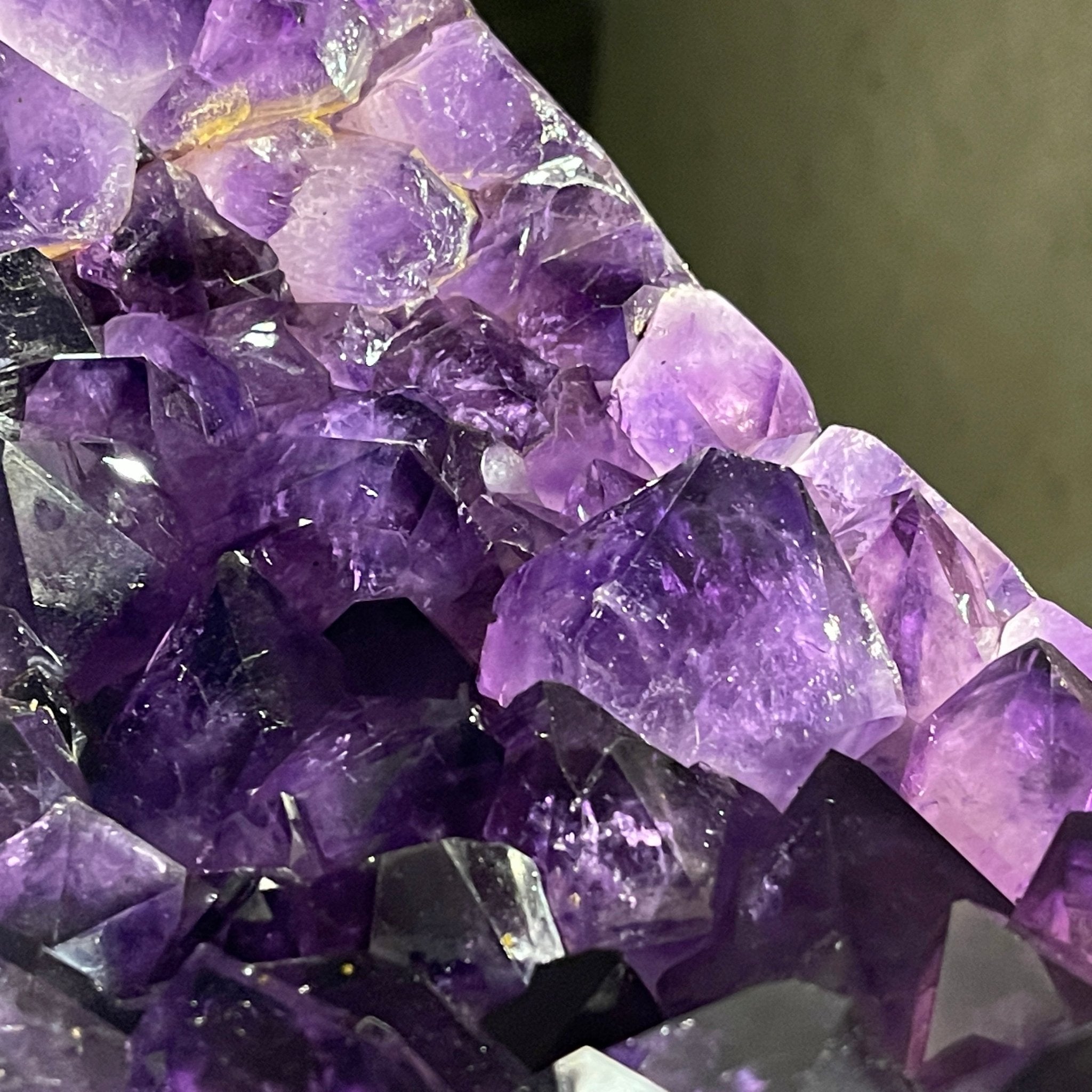 Super Quality Brazilian Amethyst Geode Side Table, 41.1 lbs, 23.75" tall on a metal base #1384-0029 by Brazil Gems - Brazil GemsBrazil GemsSuper Quality Brazilian Amethyst Geode Side Table, 41.1 lbs, 23.75" tall on a metal base #1384-0029 by Brazil GemsTables: Side1384-0029