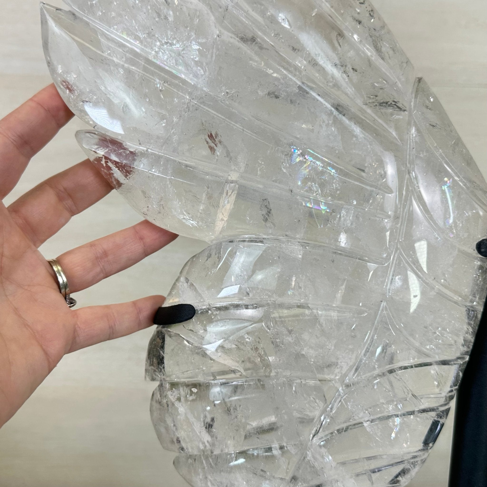 Super Quality Clear Quartz Angel Wings on a Metal Base, 19 lbs & 23" Tall #4444CQ - 001 - Brazil GemsBrazil GemsSuper Quality Clear Quartz Angel Wings on a Metal Base, 19 lbs & 23" Tall #4444CQ - 001Carved Angel Wings4444CQ - 001