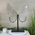 Super Quality Clear Quartz Angel Wings on a Metal Base, 19 lbs & 23" Tall #4444CQ - 001 - Brazil GemsBrazil GemsSuper Quality Clear Quartz Angel Wings on a Metal Base, 19 lbs & 23" Tall #4444CQ - 001Carved Angel Wings4444CQ - 001
