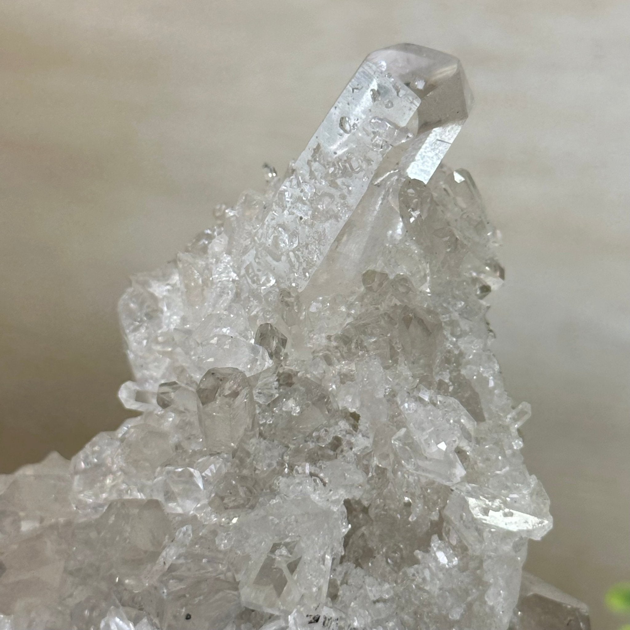 Super Quality Clear Quartz Cluster, Metal Stand, 2.8 lbs & 8.5" Tall 5495 - 0081 - Brazil GemsBrazil GemsSuper Quality Clear Quartz Cluster, Metal Stand, 2.8 lbs & 8.5" Tall 5495 - 0081Clusters on Fixed Bases5495 - 0081
