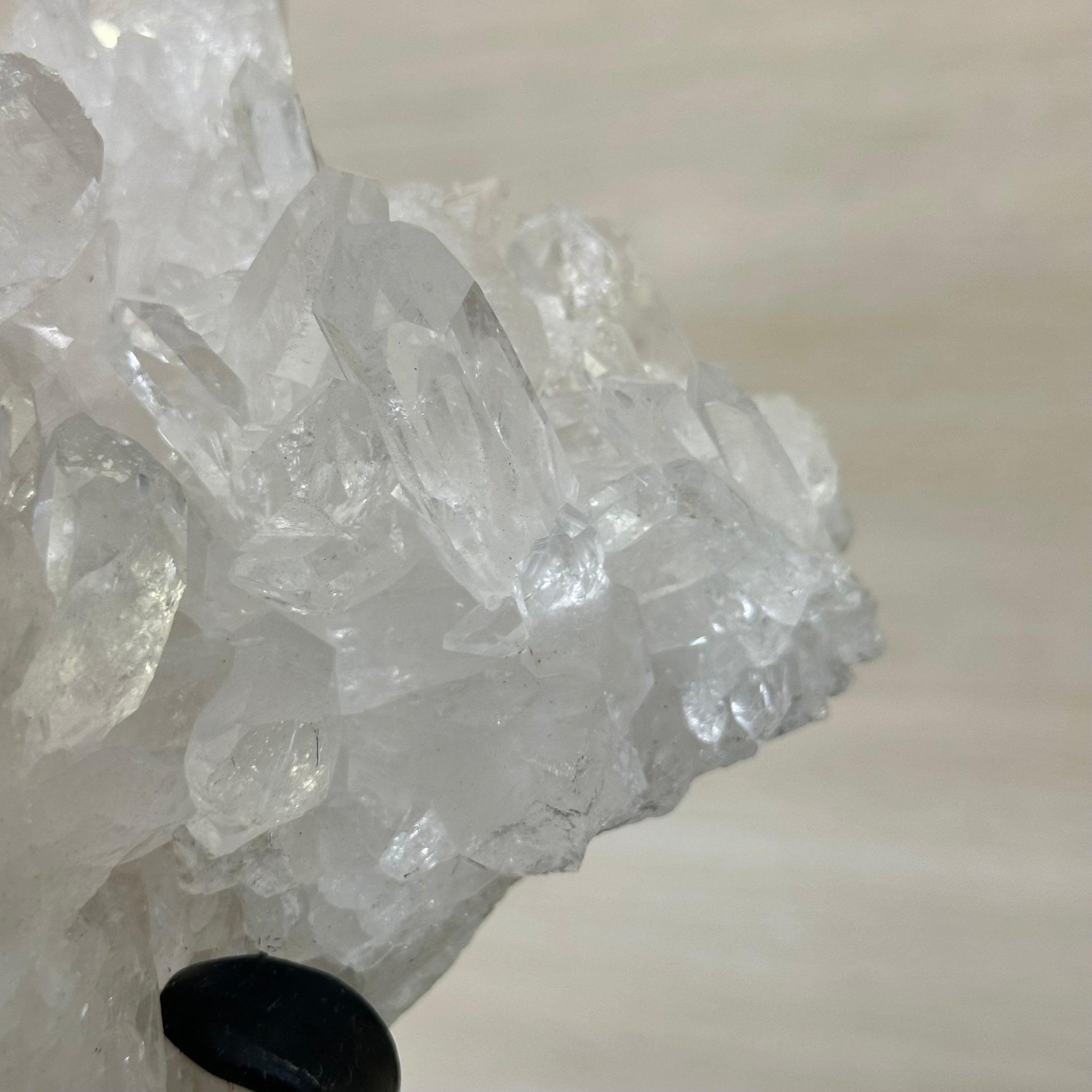 Super Quality Clear Quartz Cluster, Metal Stand, 33.7 lbs & 15.7" Tall 5495 - 0099 - Brazil GemsBrazil GemsSuper Quality Clear Quartz Cluster, Metal Stand, 33.7 lbs & 15.7" Tall 5495 - 0099Clusters on Fixed Bases5495 - 0099