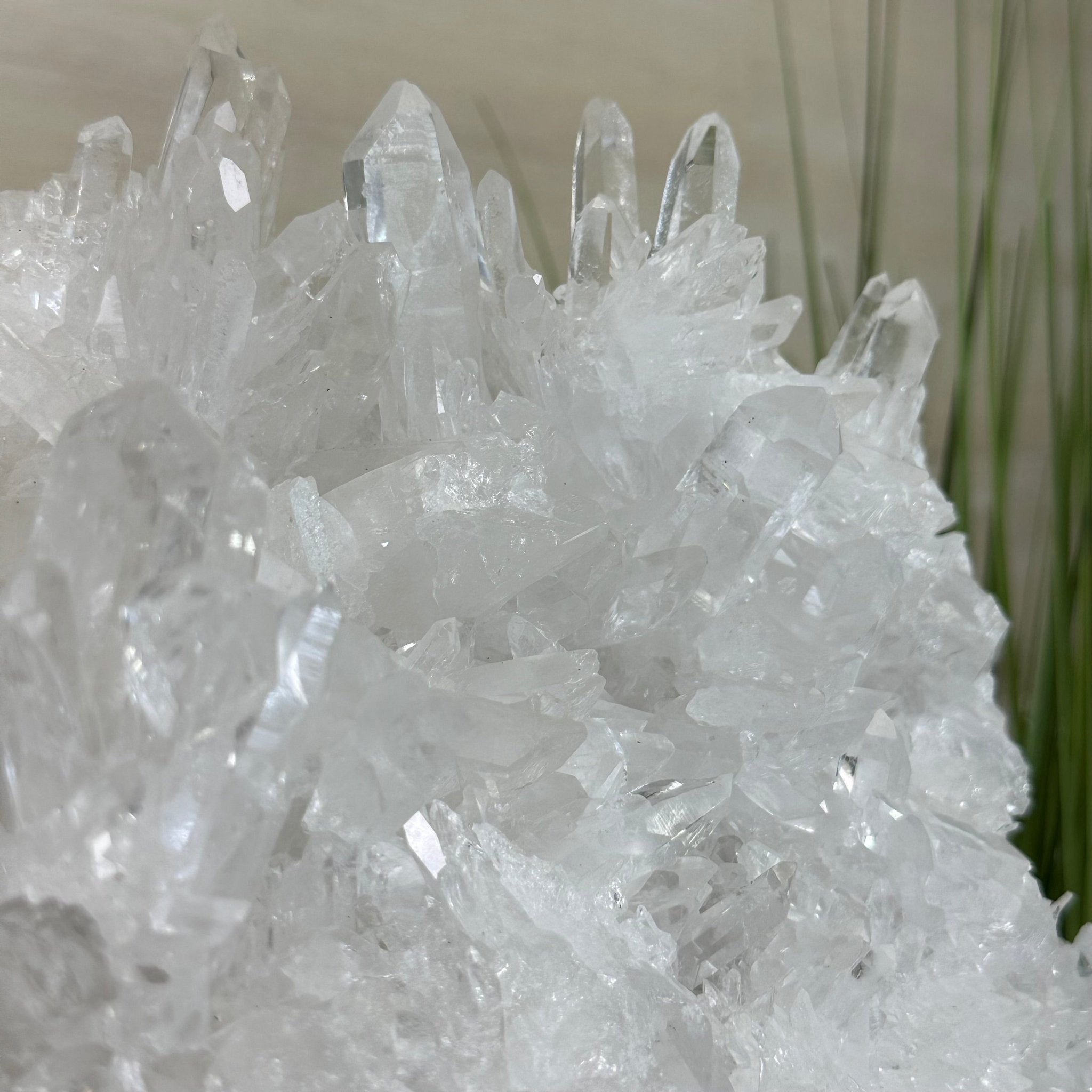 Super Quality Clear Quartz Cluster, Metal Stand, 33.7 lbs & 15.7" Tall 5495 - 0099 - Brazil GemsBrazil GemsSuper Quality Clear Quartz Cluster, Metal Stand, 33.7 lbs & 15.7" Tall 5495 - 0099Clusters on Fixed Bases5495 - 0099
