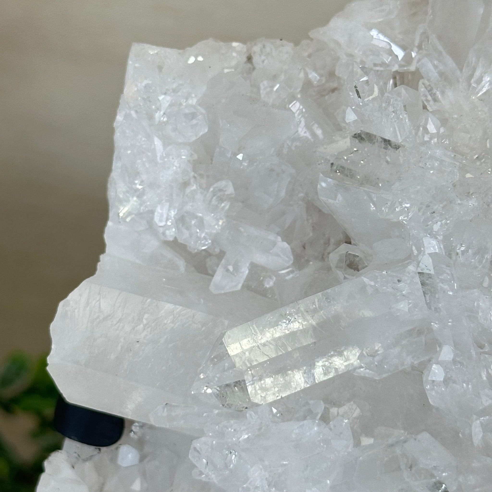 Super Quality Clear Quartz Cluster, Metal Stand, 3.5 lbs & 8.2" Tall 5495 - 0084 - Brazil GemsBrazil GemsSuper Quality Clear Quartz Cluster, Metal Stand, 3.5 lbs & 8.2" Tall 5495 - 0084Clusters on Fixed Bases5495 - 0084