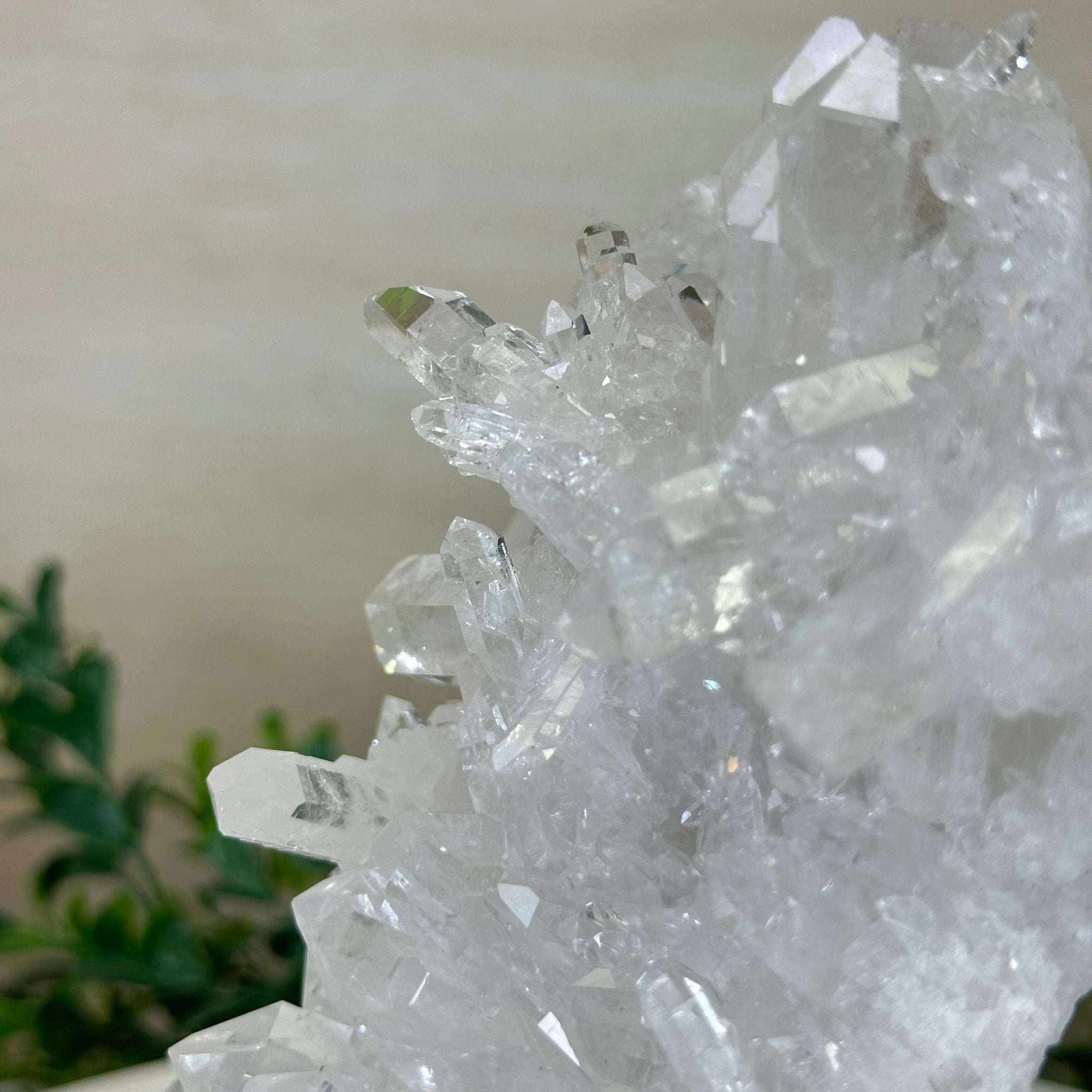 Super Quality Clear Quartz Cluster, Metal Stand, 3.5 lbs & 8.2" Tall 5495 - 0084 - Brazil GemsBrazil GemsSuper Quality Clear Quartz Cluster, Metal Stand, 3.5 lbs & 8.2" Tall 5495 - 0084Clusters on Fixed Bases5495 - 0084