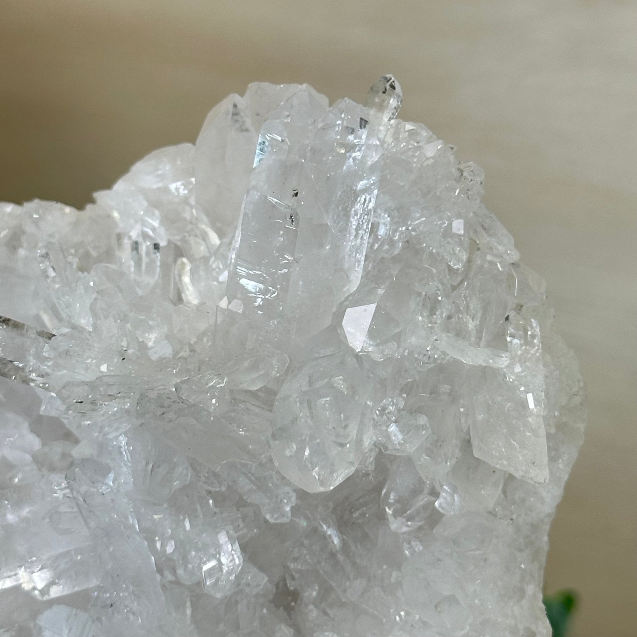 Super Quality Clear Quartz Cluster, Metal Stand, 3.5 lbs & 8.2" Tall 5495 - 0084 - Brazil GemsBrazil GemsSuper Quality Clear Quartz Cluster, Metal Stand, 3.5 lbs & 8.2" Tall 5495 - 0084Clusters on Fixed Bases5495 - 0084