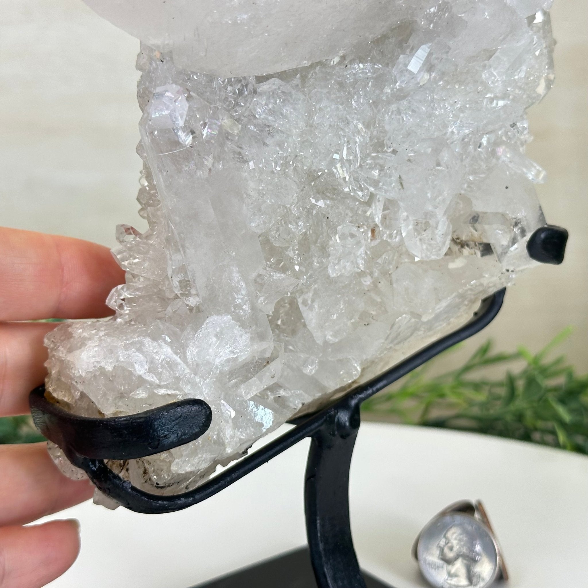 Super Quality Clear Quartz Cluster, Metal Stand, 4 lbs & 9.6" Tall 5495 - 0086 - Brazil GemsBrazil GemsSuper Quality Clear Quartz Cluster, Metal Stand, 4 lbs & 9.6" Tall 5495 - 0086Clusters on Fixed Bases5495 - 0086