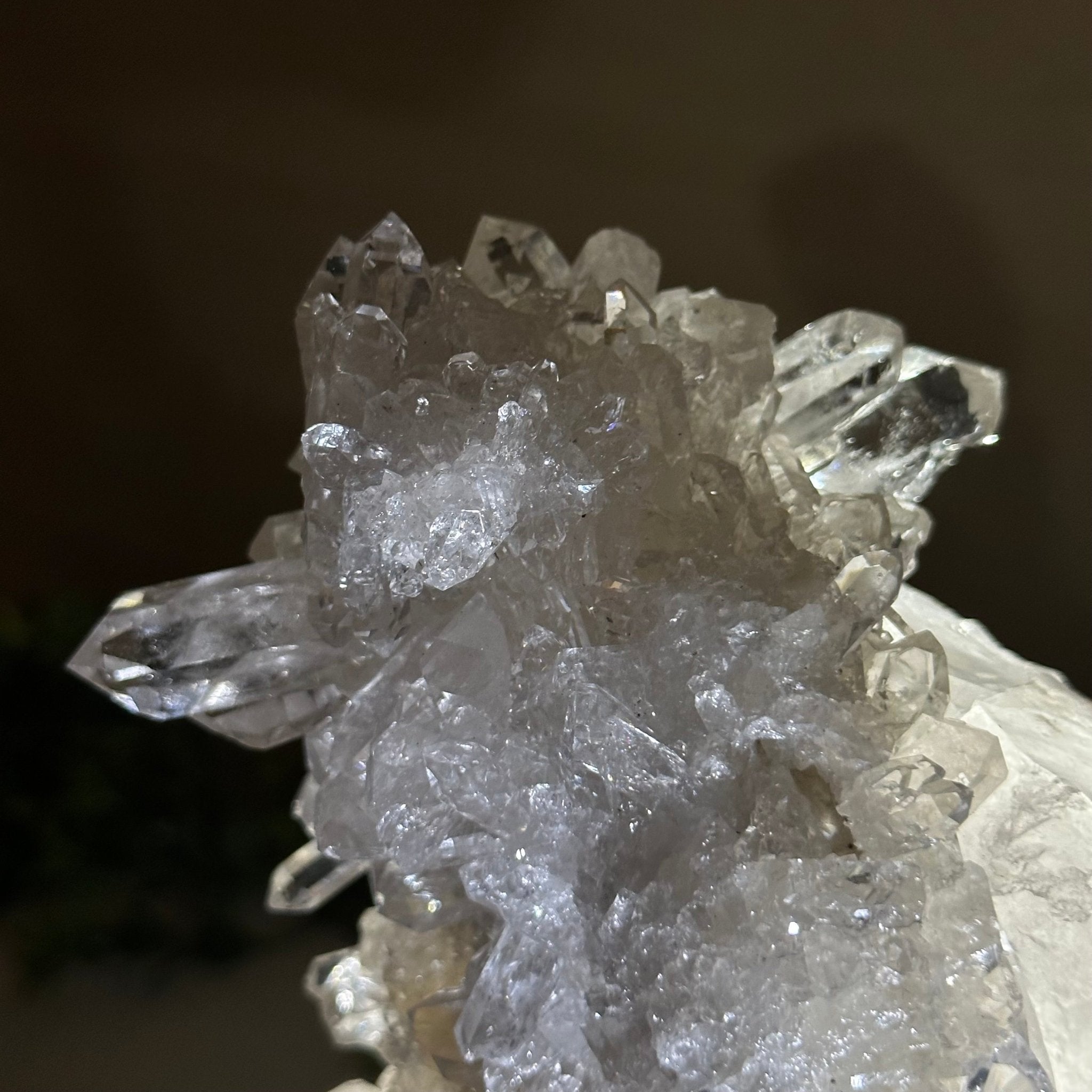 Super Quality Clear Quartz Cluster, Metal Stand, 4 lbs & 9.6" Tall 5495 - 0086 - Brazil GemsBrazil GemsSuper Quality Clear Quartz Cluster, Metal Stand, 4 lbs & 9.6" Tall 5495 - 0086Clusters on Fixed Bases5495 - 0086