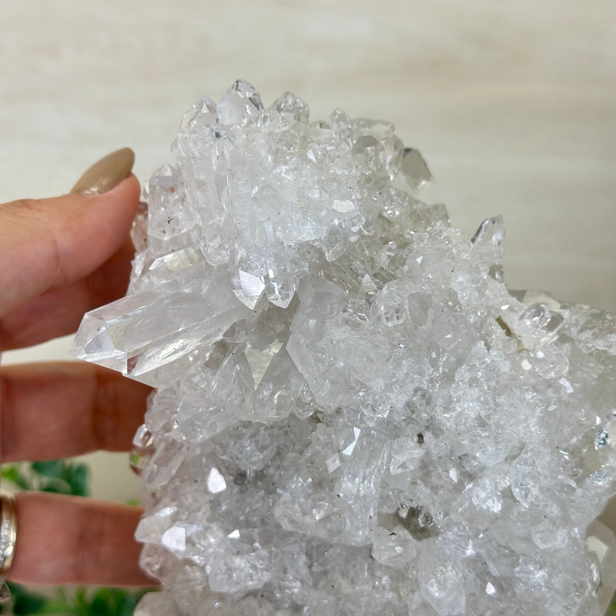 Super Quality Clear Quartz Cluster, Metal Stand, 4 lbs & 9.6" Tall 5495 - 0086 - Brazil GemsBrazil GemsSuper Quality Clear Quartz Cluster, Metal Stand, 4 lbs & 9.6" Tall 5495 - 0086Clusters on Fixed Bases5495 - 0086
