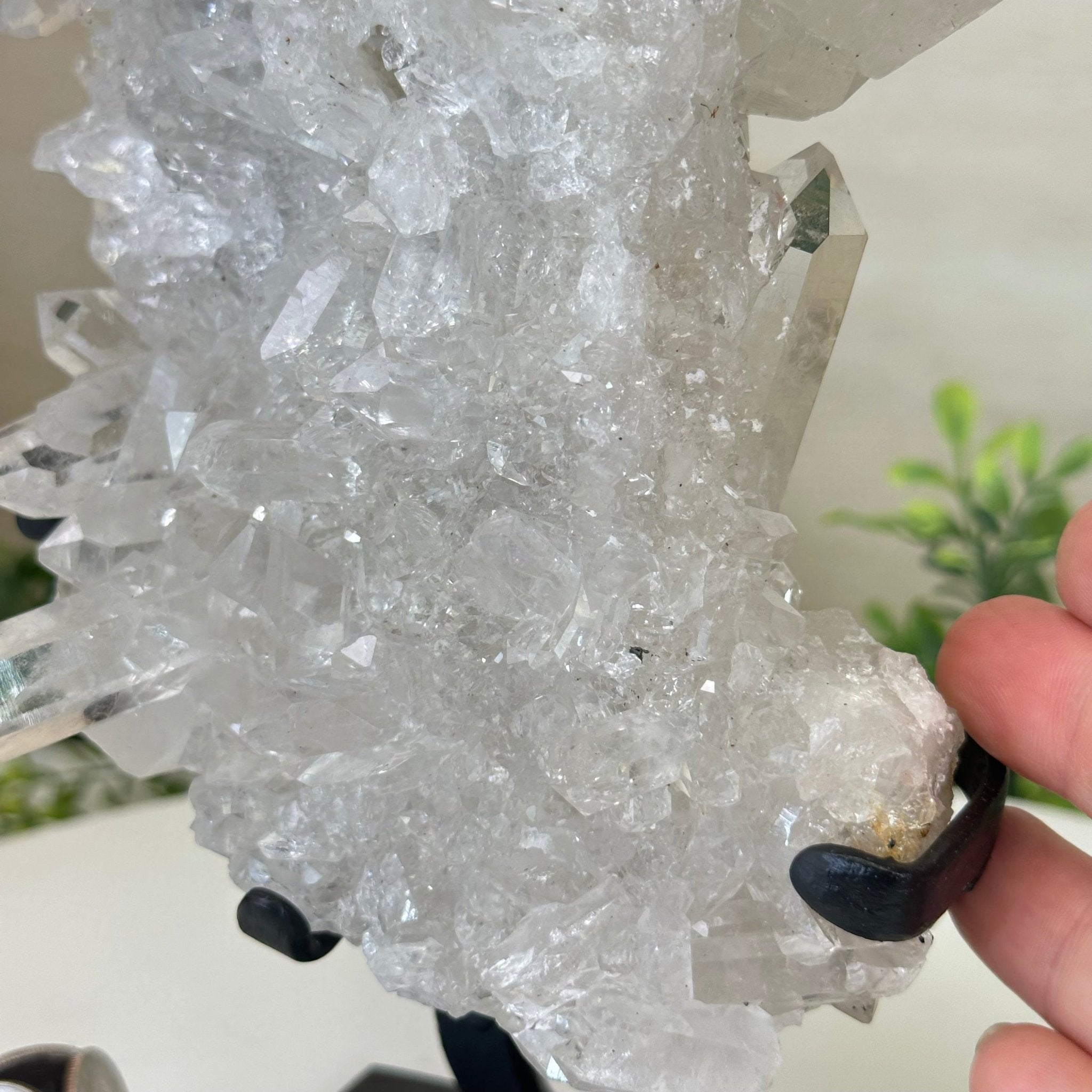 Super Quality Clear Quartz Cluster, Metal Stand, 4 lbs & 9.6" Tall 5495 - 0086 - Brazil GemsBrazil GemsSuper Quality Clear Quartz Cluster, Metal Stand, 4 lbs & 9.6" Tall 5495 - 0086Clusters on Fixed Bases5495 - 0086