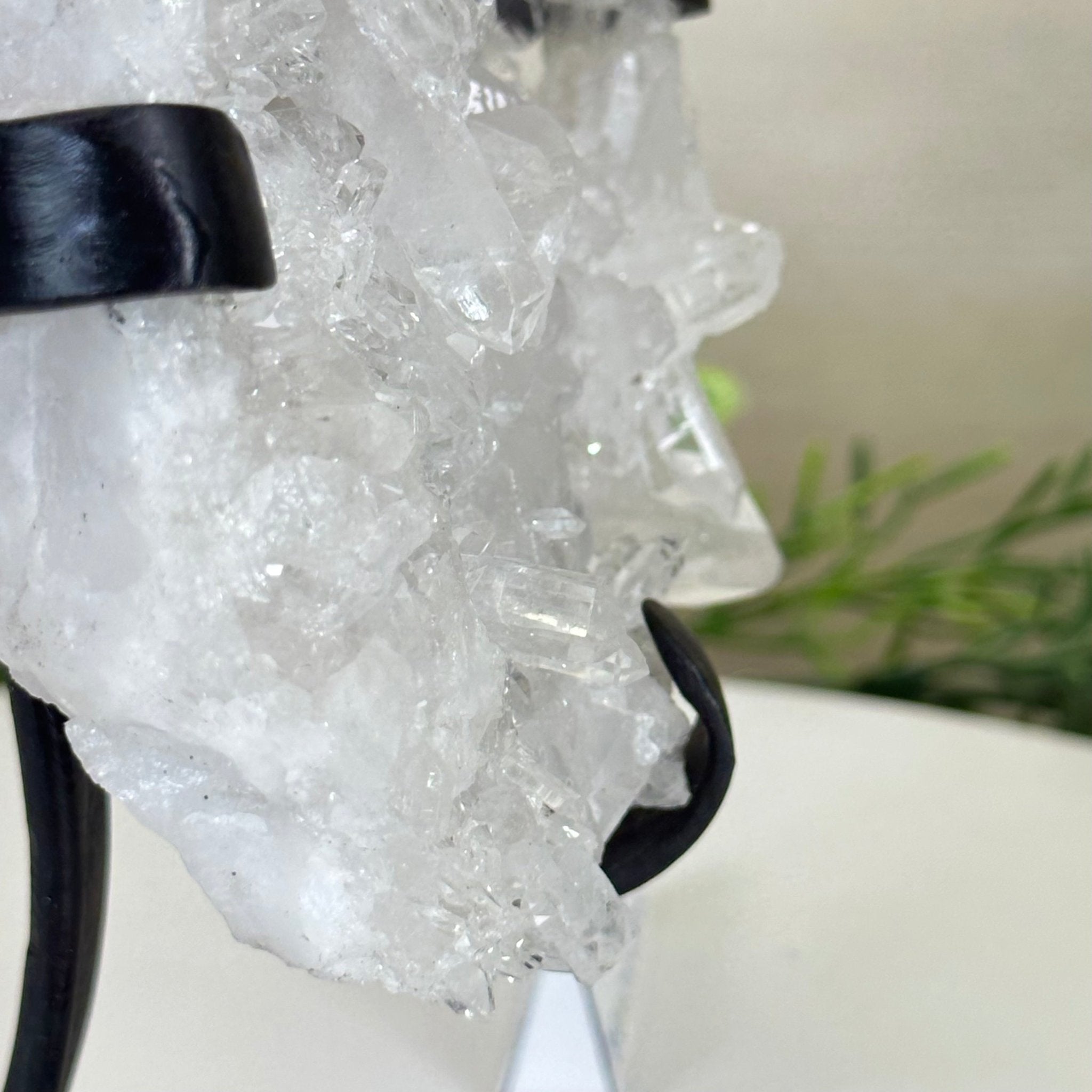 Super Quality Clear Quartz Cluster, Metal Stand, 4.1 lbs & 10.1" Tall 5495 - 0087 - Brazil GemsBrazil GemsSuper Quality Clear Quartz Cluster, Metal Stand, 4.1 lbs & 10.1" Tall 5495 - 0087Clusters on Fixed Bases5495 - 0087