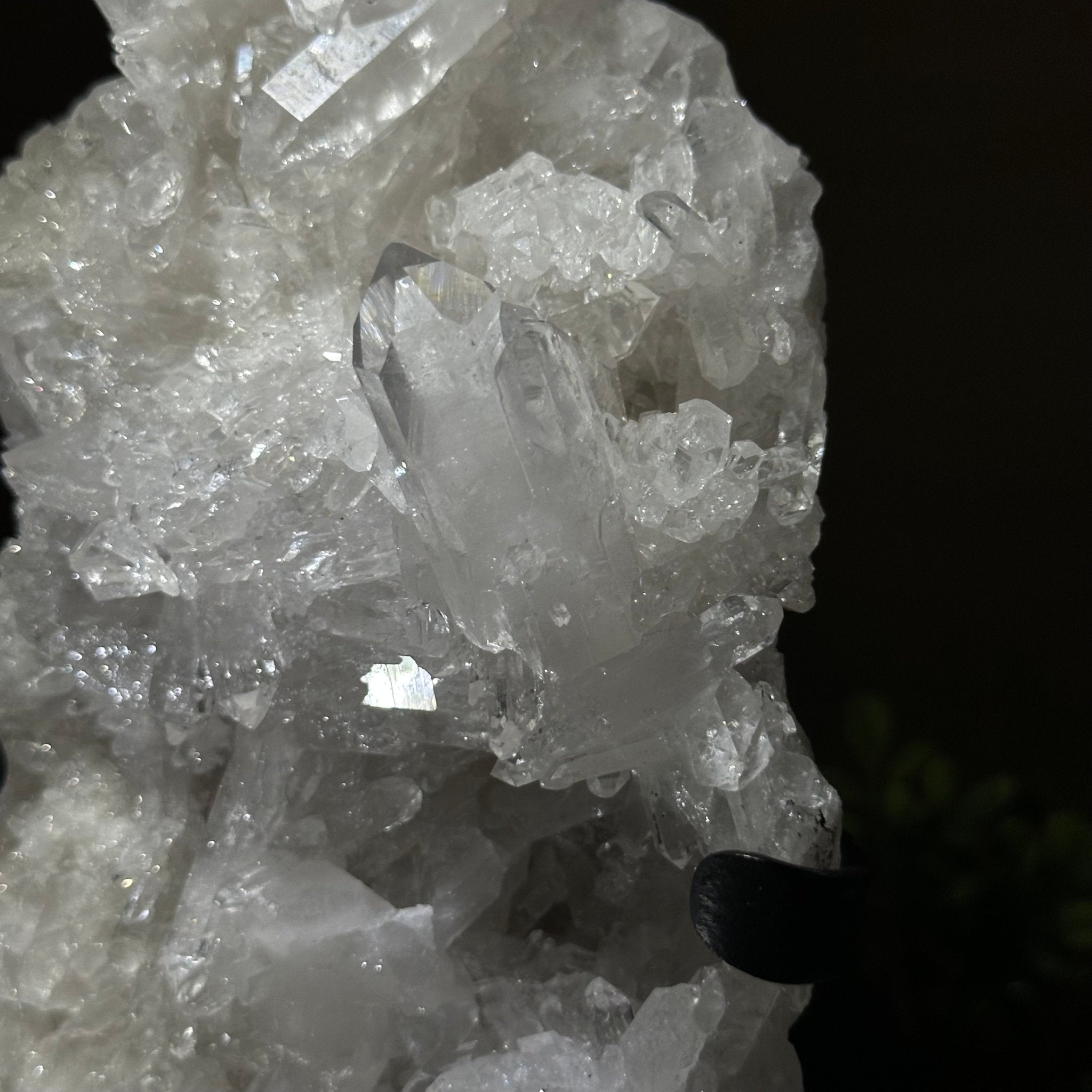 Super Quality Clear Quartz Cluster, Metal Stand, 4.1 lbs & 10.1" Tall 5495 - 0087 - Brazil GemsBrazil GemsSuper Quality Clear Quartz Cluster, Metal Stand, 4.1 lbs & 10.1" Tall 5495 - 0087Clusters on Fixed Bases5495 - 0087