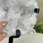 Super Quality Clear Quartz Cluster, Metal Stand, 4.1 lbs & 10.1" Tall 5495 - 0087 - Brazil GemsBrazil GemsSuper Quality Clear Quartz Cluster, Metal Stand, 4.1 lbs & 10.1" Tall 5495 - 0087Clusters on Fixed Bases5495 - 0087