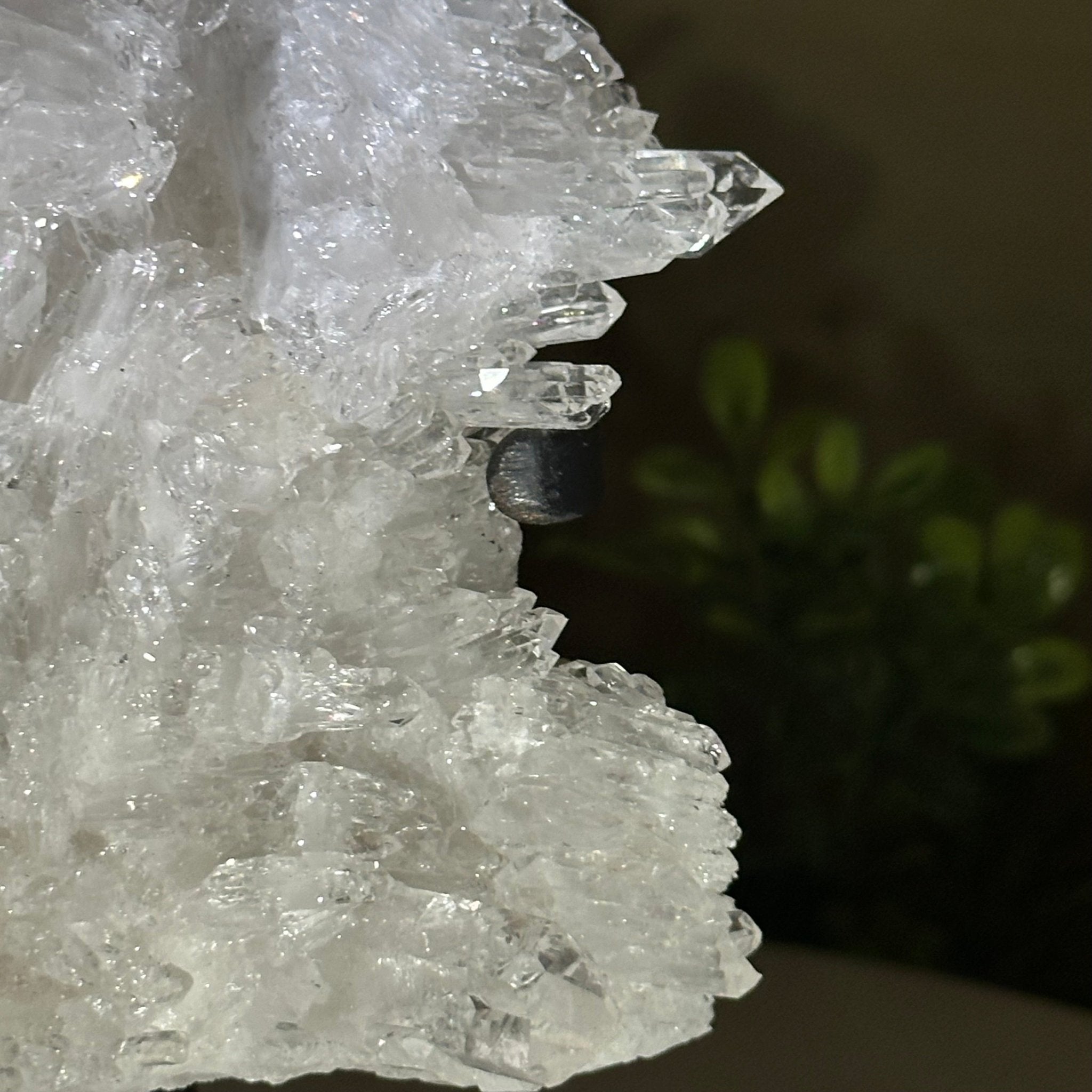 Super Quality Clear Quartz Cluster, Metal Stand, 4.2 lbs & 7.6" Tall 5495 - 0089 - Brazil GemsBrazil GemsSuper Quality Clear Quartz Cluster, Metal Stand, 4.2 lbs & 7.6" Tall 5495 - 0089Clusters on Fixed Bases5495 - 0089