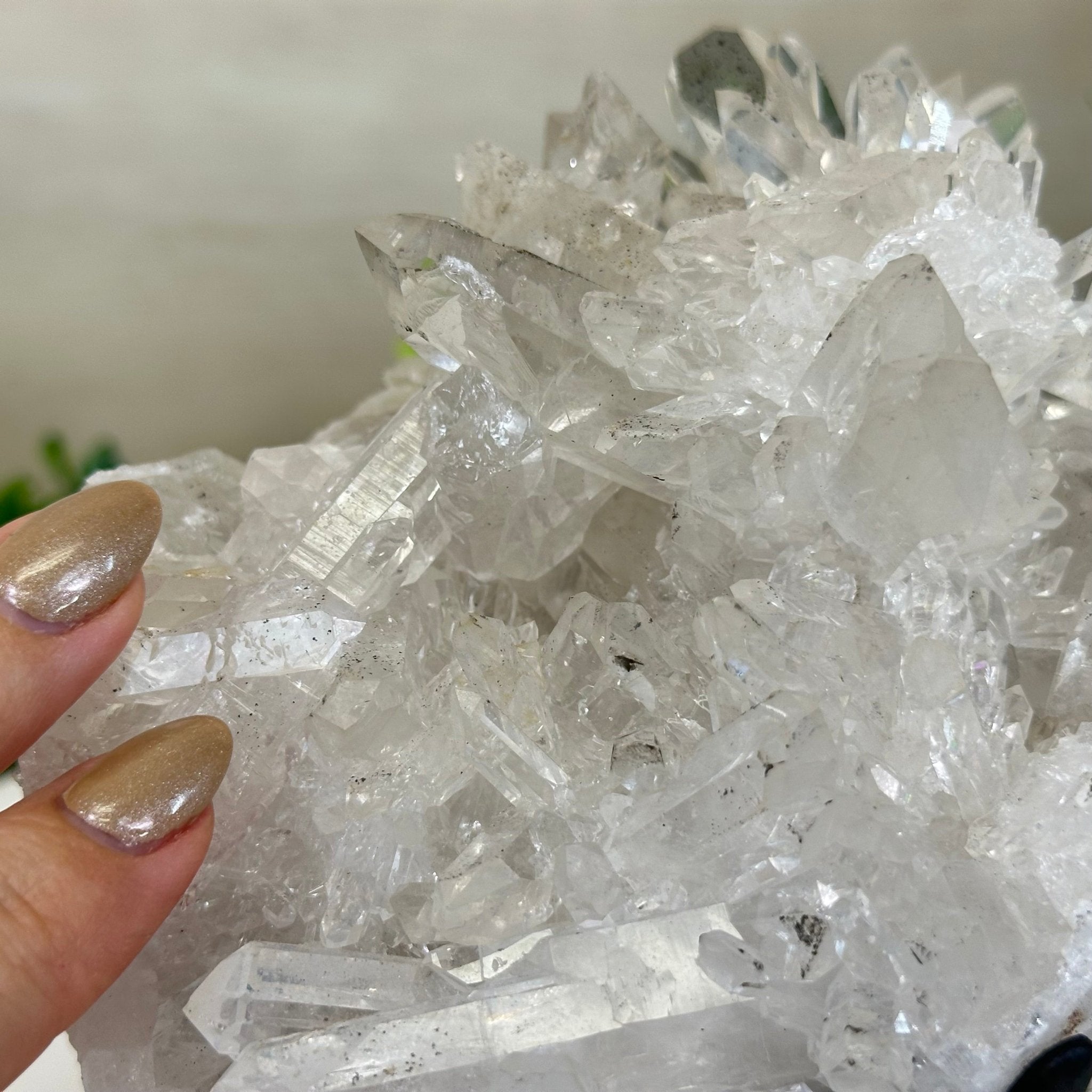 Super Quality Clear Quartz Cluster, Metal Stand, 5 lbs & 6.4" Tall 5495 - 0093 - Brazil GemsBrazil GemsSuper Quality Clear Quartz Cluster, Metal Stand, 5 lbs & 6.4" Tall 5495 - 0093Clusters on Fixed Bases5495 - 0093