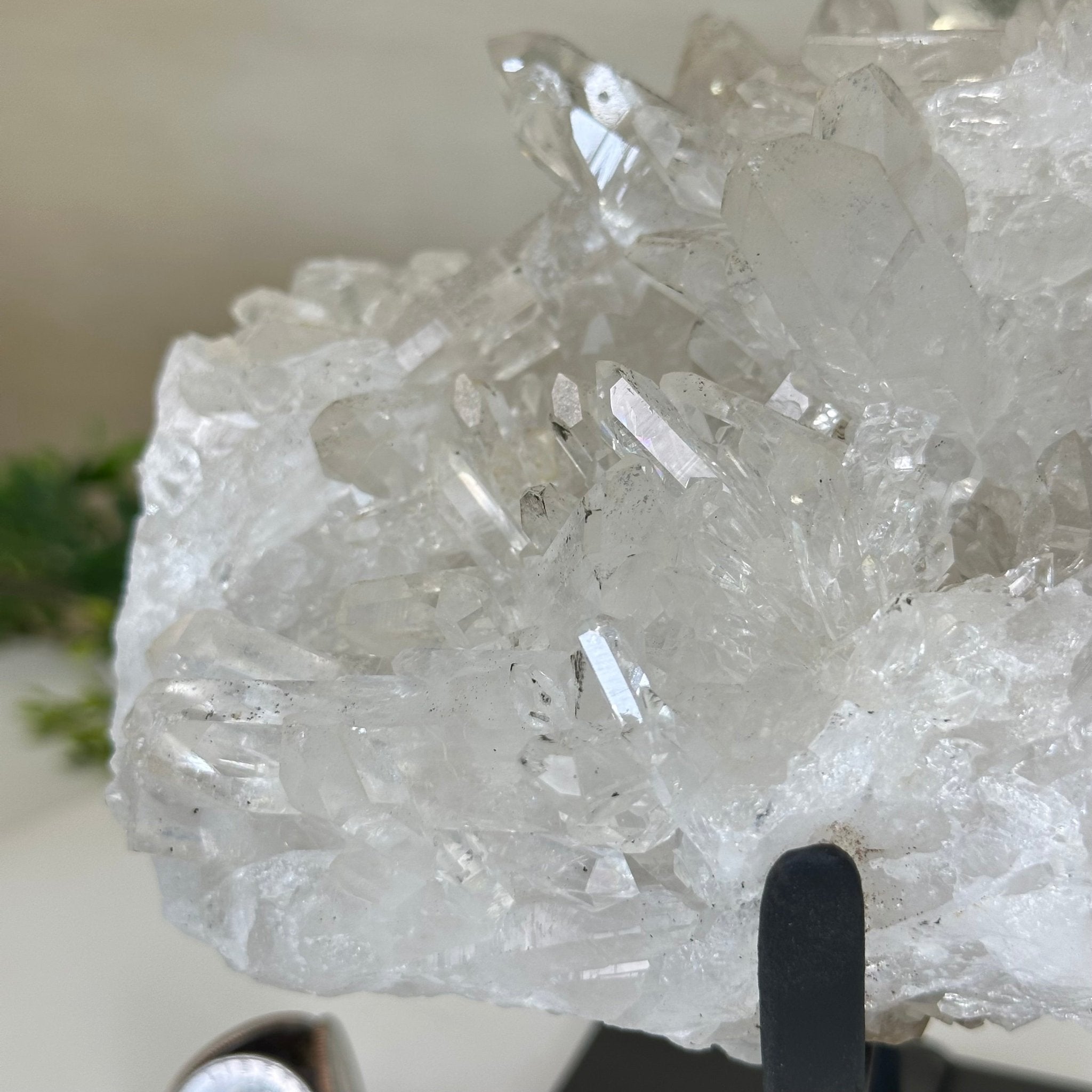 Super Quality Clear Quartz Cluster, Metal Stand, 5 lbs & 6.4" Tall 5495 - 0093 - Brazil GemsBrazil GemsSuper Quality Clear Quartz Cluster, Metal Stand, 5 lbs & 6.4" Tall 5495 - 0093Clusters on Fixed Bases5495 - 0093