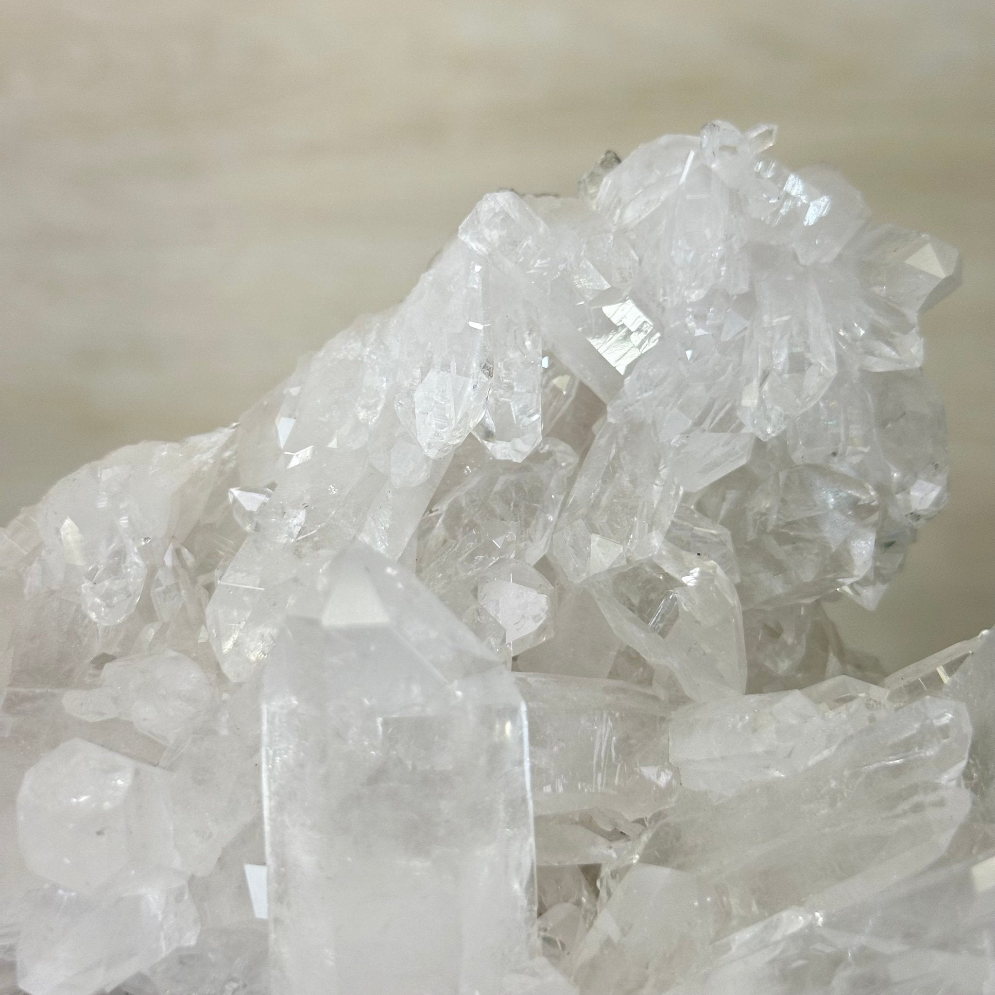 Super Quality Clear Quartz Cluster, Metal Stand, 5.2 lbs & 8.9" Tall 5495 - 0095 - Brazil GemsBrazil GemsSuper Quality Clear Quartz Cluster, Metal Stand, 5.2 lbs & 8.9" Tall 5495 - 0095Clusters on Fixed Bases5495 - 0095