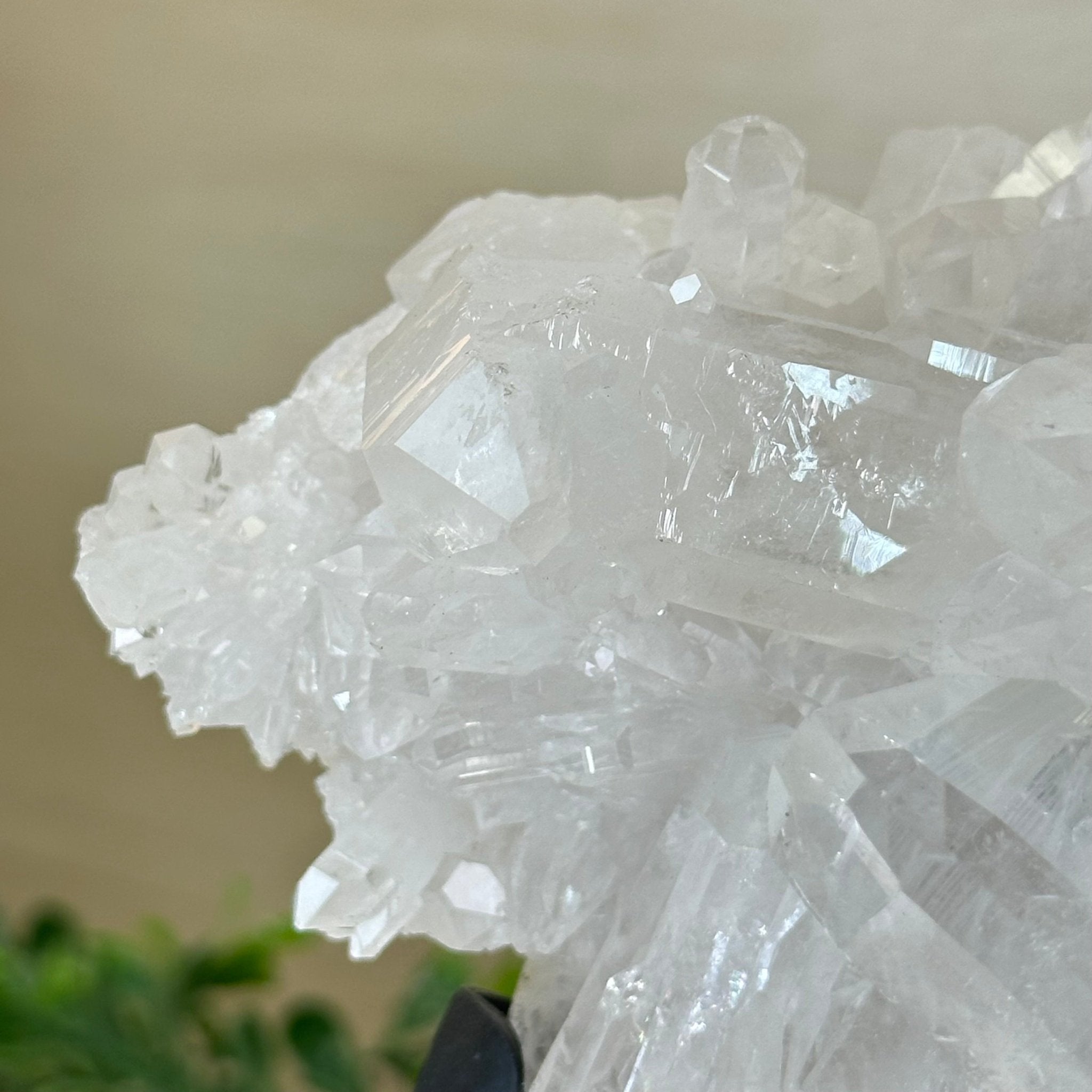 Super Quality Clear Quartz Cluster, Metal Stand, 5.2 lbs & 8.9" Tall 5495 - 0095 - Brazil GemsBrazil GemsSuper Quality Clear Quartz Cluster, Metal Stand, 5.2 lbs & 8.9" Tall 5495 - 0095Clusters on Fixed Bases5495 - 0095
